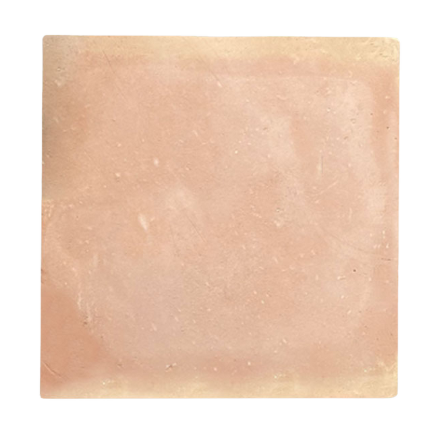 Peachy-pink smooth matte sample tile by Clay Imports with subtle variations and rounded corners.
