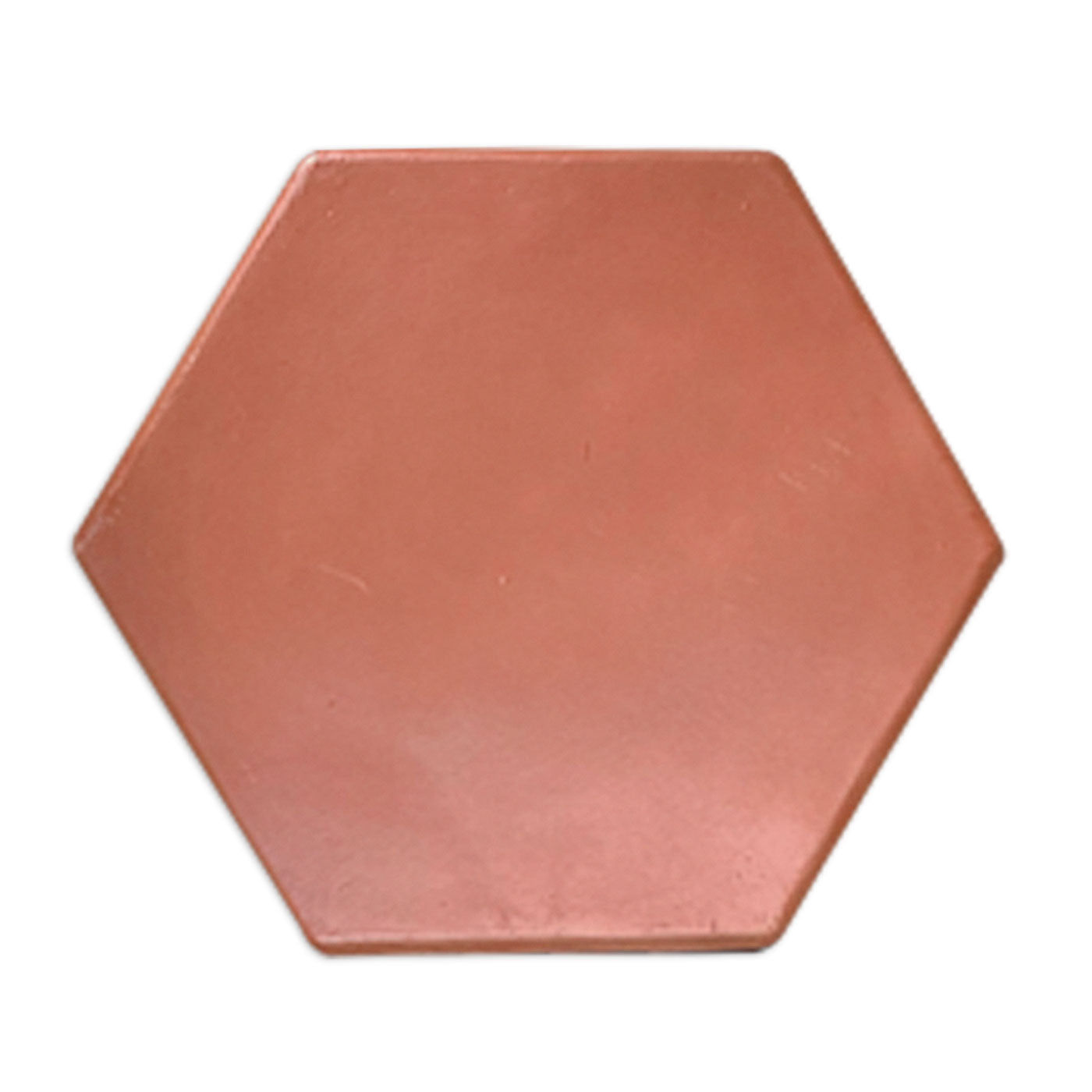 Red terracotta hexagon tile by Clay Imports with a matte finish and slightly rounded edges.