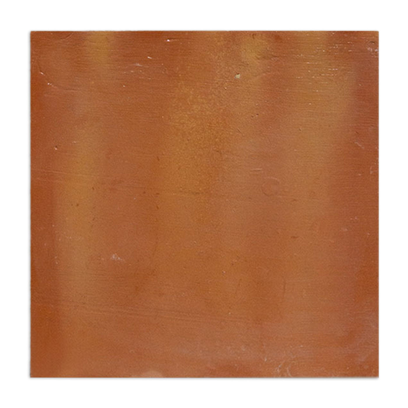 Square antique satin clay tile sample by Clay Imports, warm reddish-brown with a subtle, textured finish.