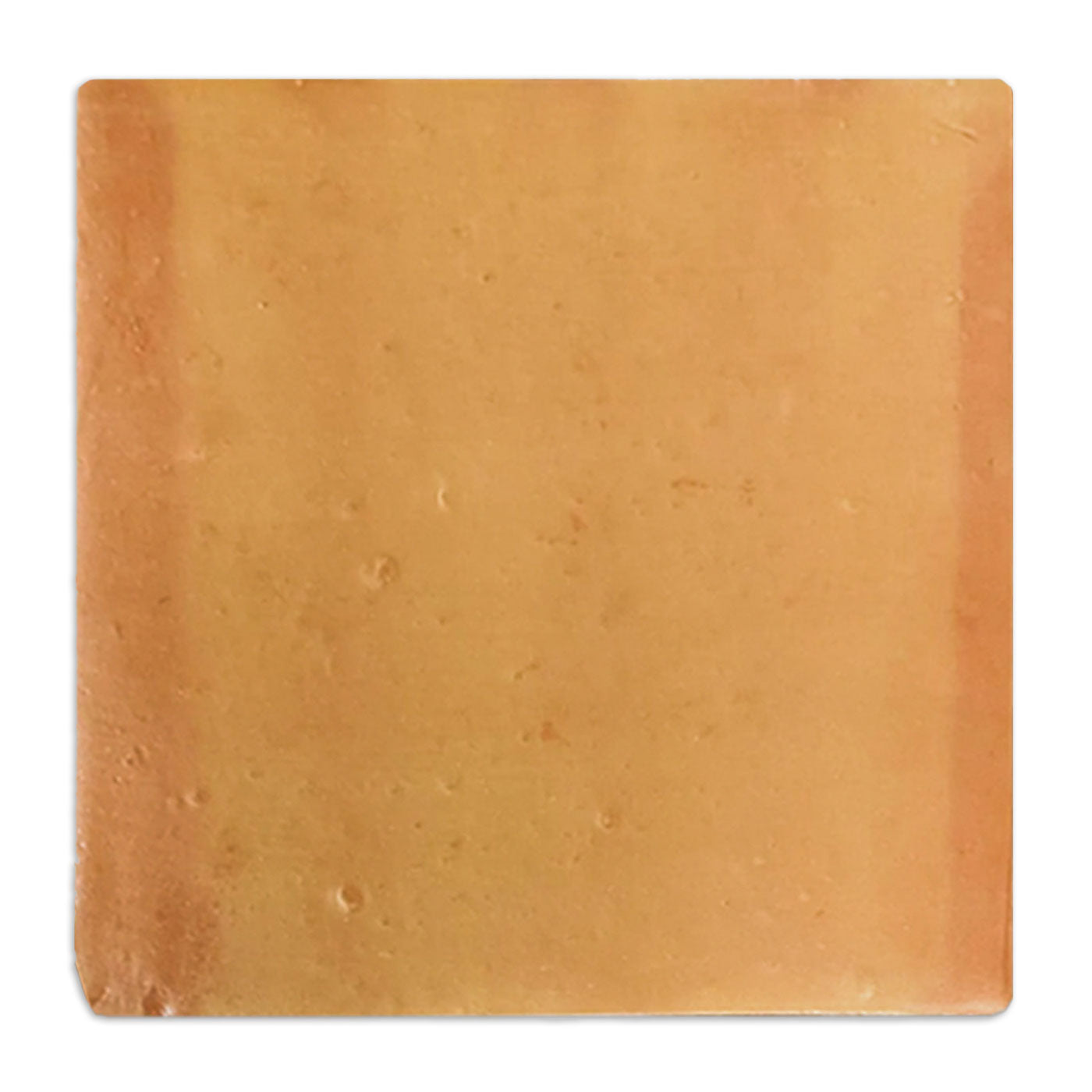 Orange-brown smooth satin sample by Clay Imports with reddish borders and subtle surface imperfections.