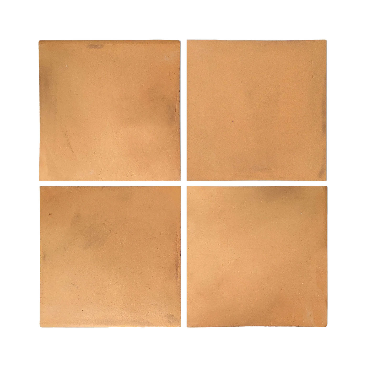 Four square Cotto Sienna tile samples by Clay Imports, in an earthy orange-brown with a rustic matte texture.