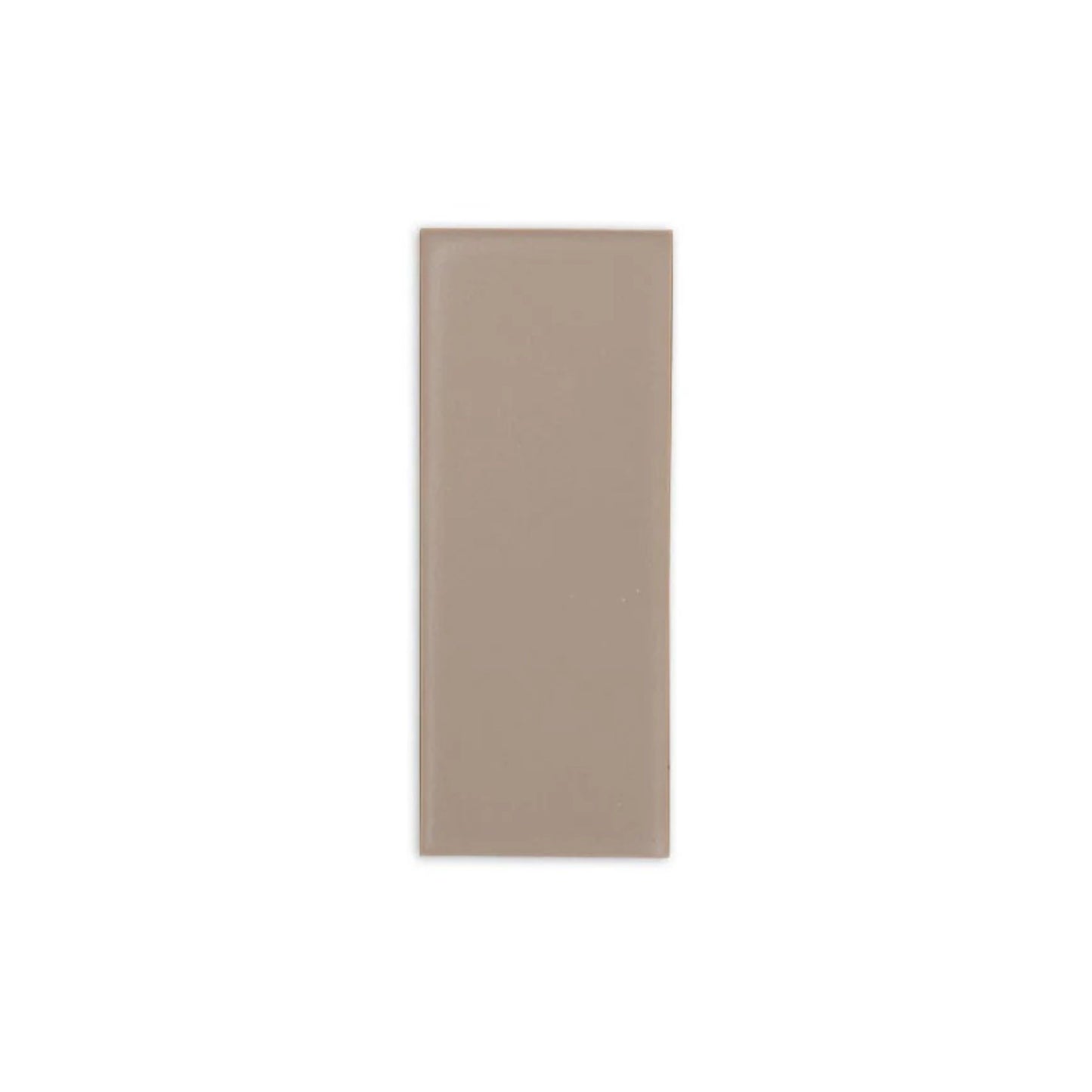 Coyote matte taupe 2x5 sample tile by Clay Imports, a smooth rectangular piece.