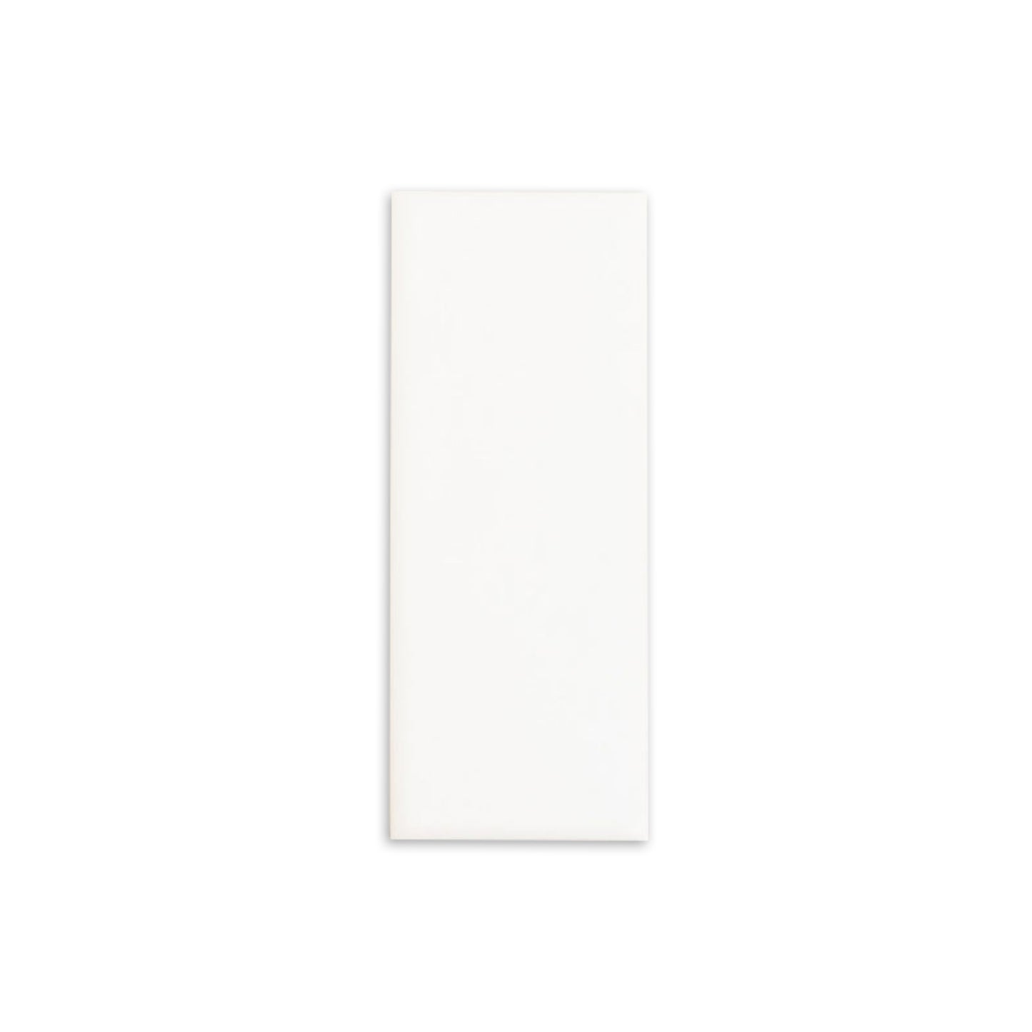 White rectangular matte tile sample by Clay Imports, 2x5 size, flat lay.
