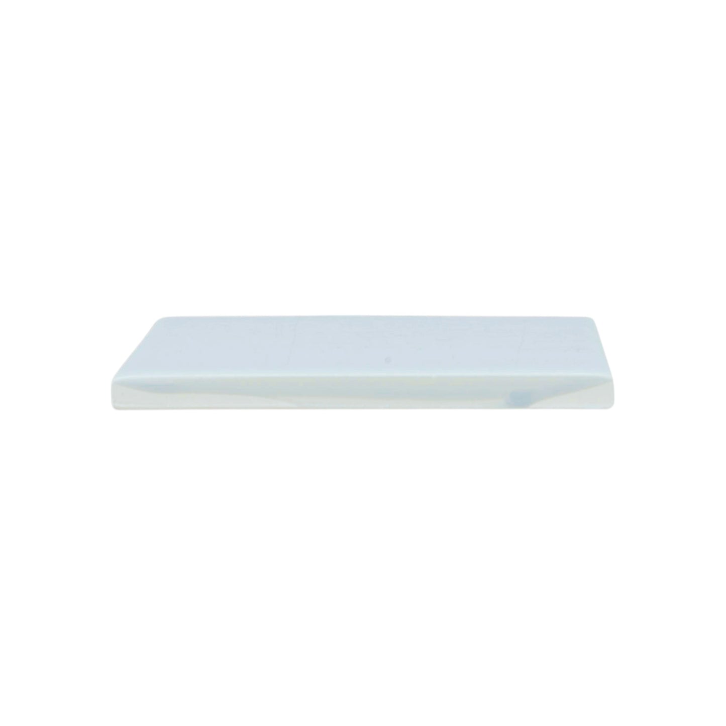 Pale blue glossy rectangular solid tile by Clay Imports in a side view.