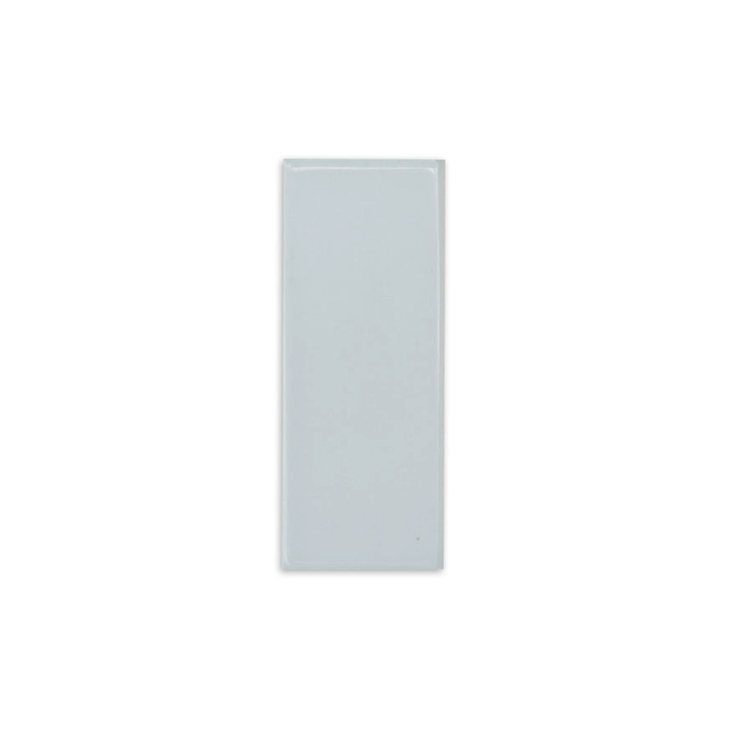 Light gray glossy rectangular tile sample by Clay Imports with a smooth finish.