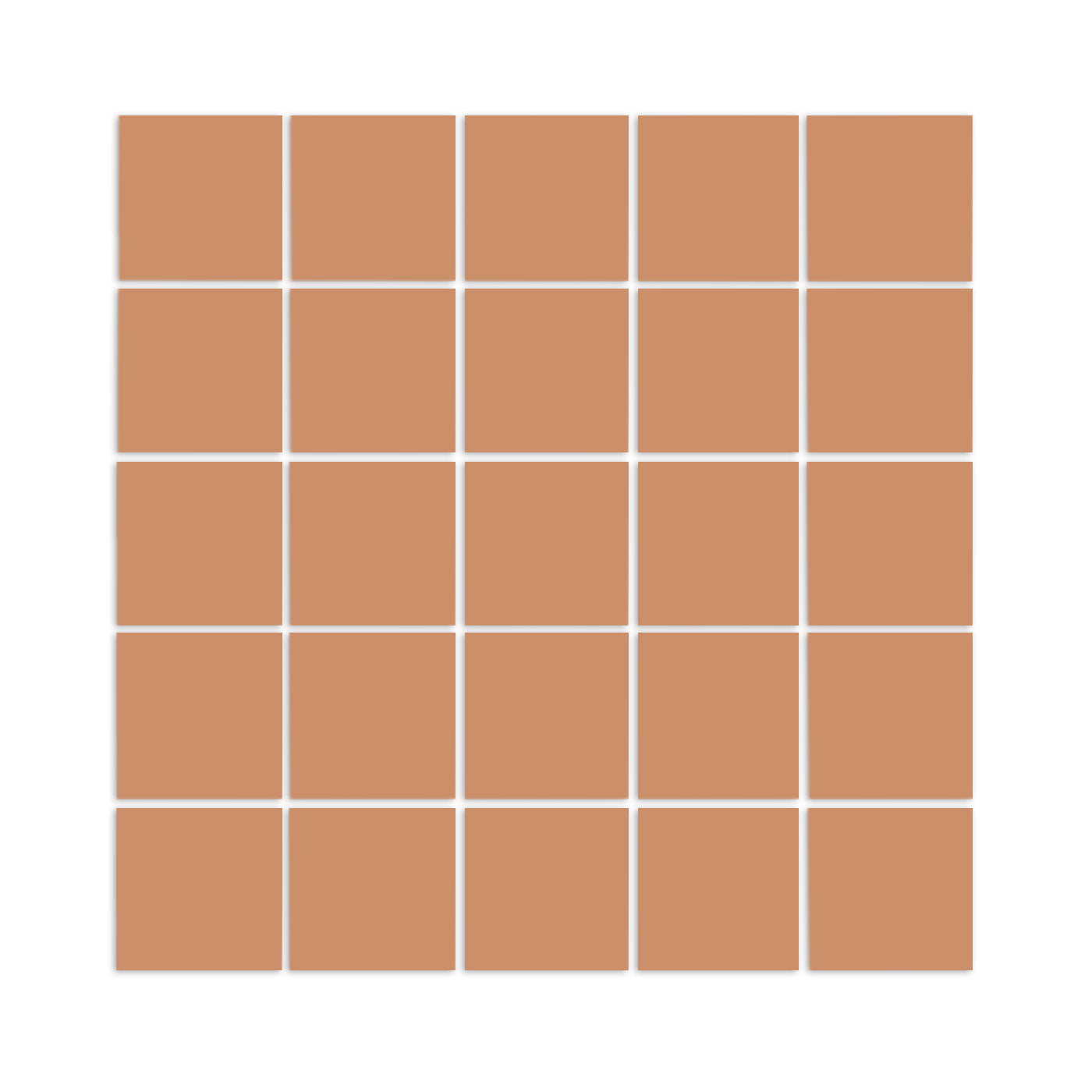 Terracotta square clay tiles by Clay Imports in a uniform 5x5 grid.