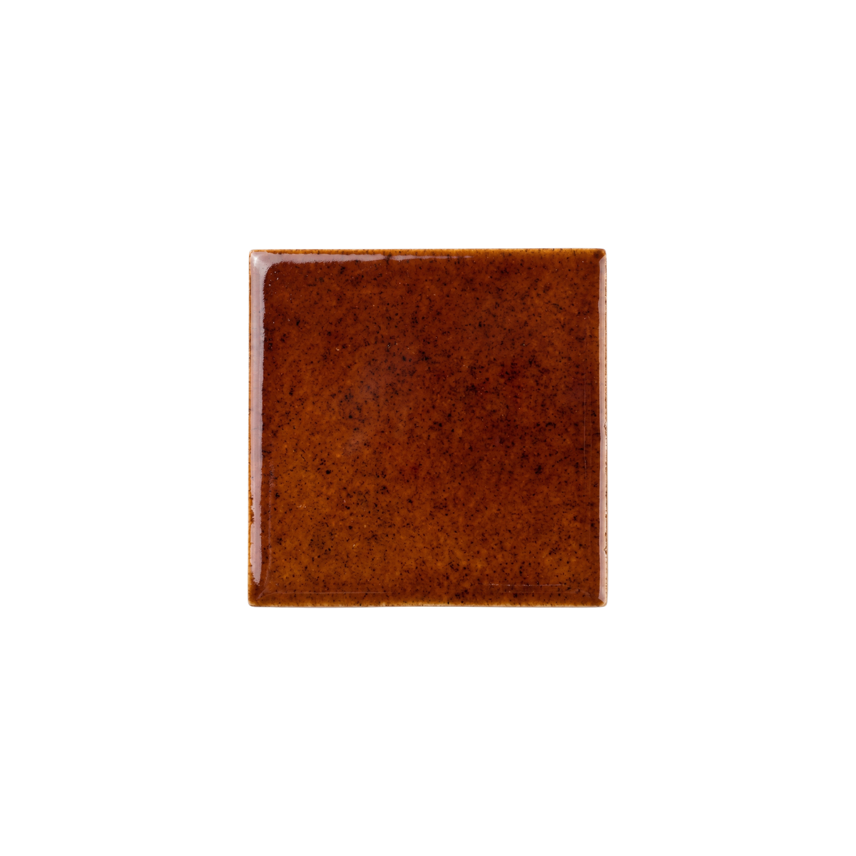 A square glossy brown tile or material swatch centered on a plain white background.