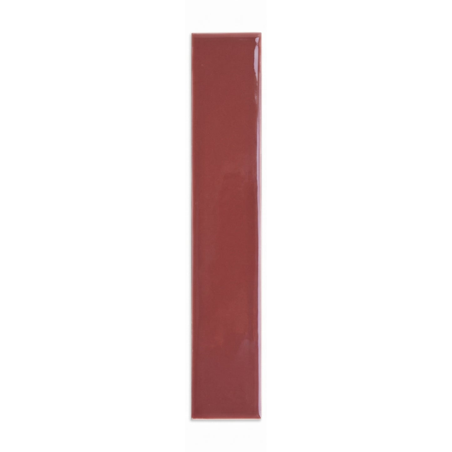 Burgundy Gloss 2x12 tile sample by Clay Imports, vertically oriented on a white background.