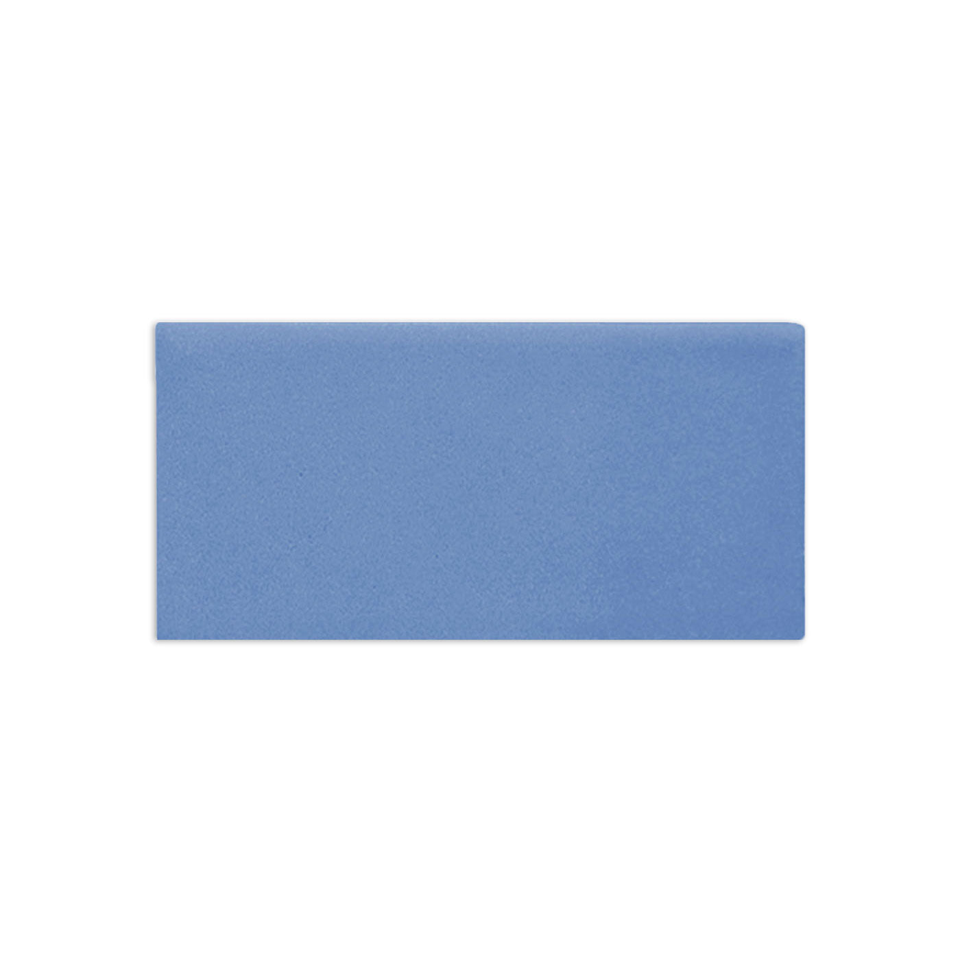 Denim matte clay sample by Clay Imports, a rectangular tile with a subtly textured blue surface.