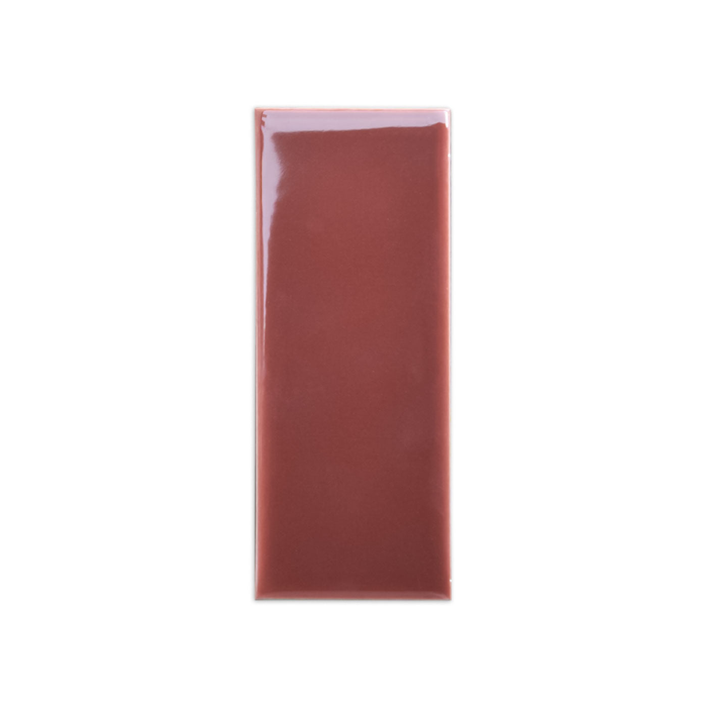 Burgundy gloss sample tile by Clay Imports, rectangular and isolated on white.