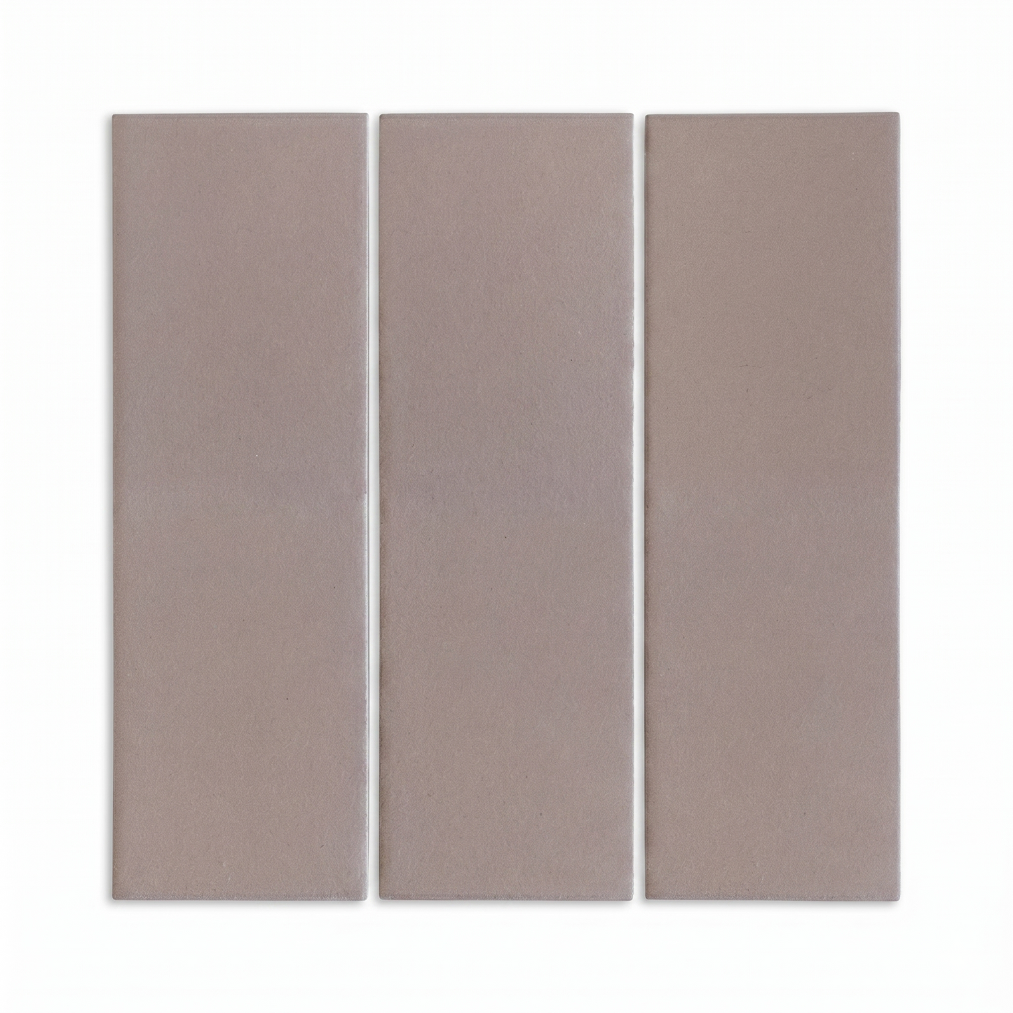 Three vertical brown clay tiles by Clay Imports, rectangular with a matte finish on a white background.