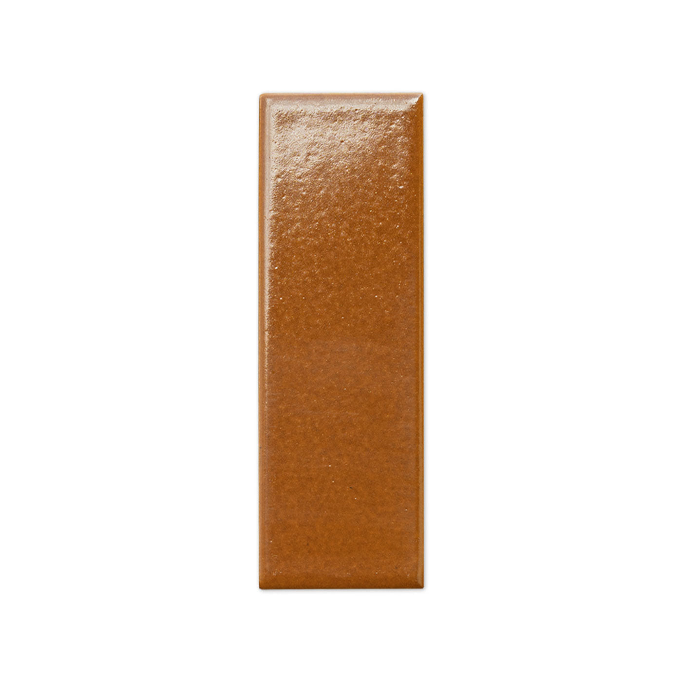 Rectangular caramel brown clay tile by Clay Imports with a glossy, textured glaze.