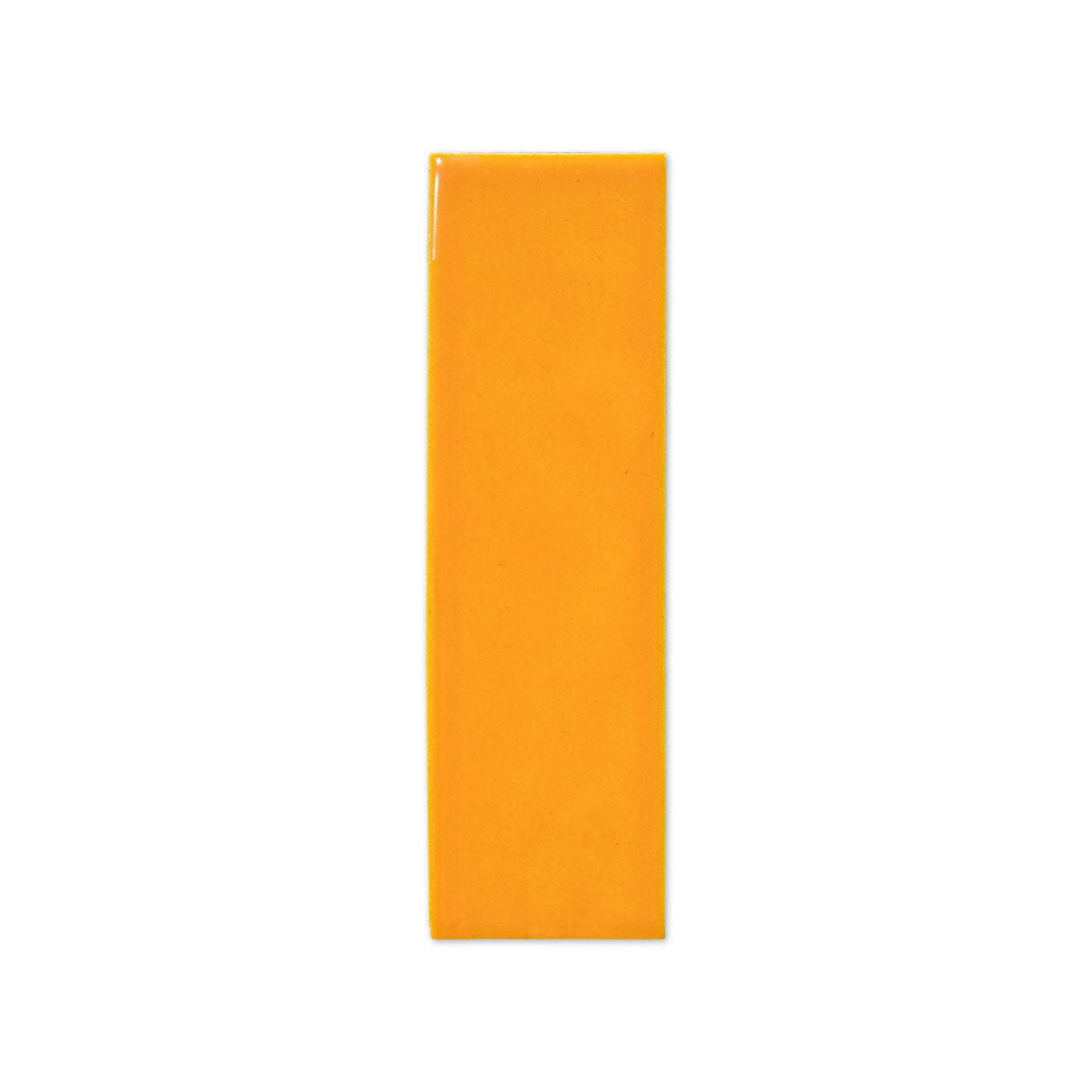 Rectangular Marigold orange tile sample by Clay Imports, with a glossy finish on a white background.