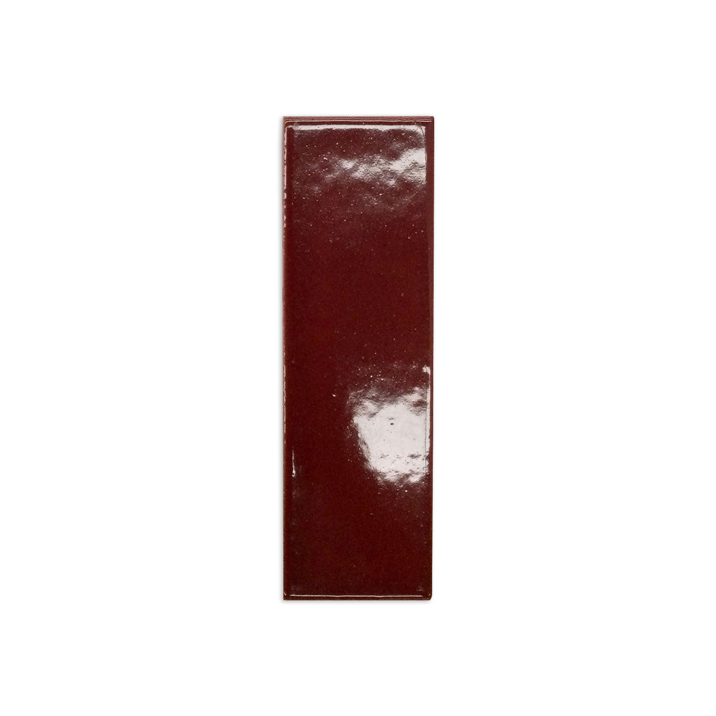 Oxblood rectangular clay tile by Clay Imports with a reflective, glossy finish.