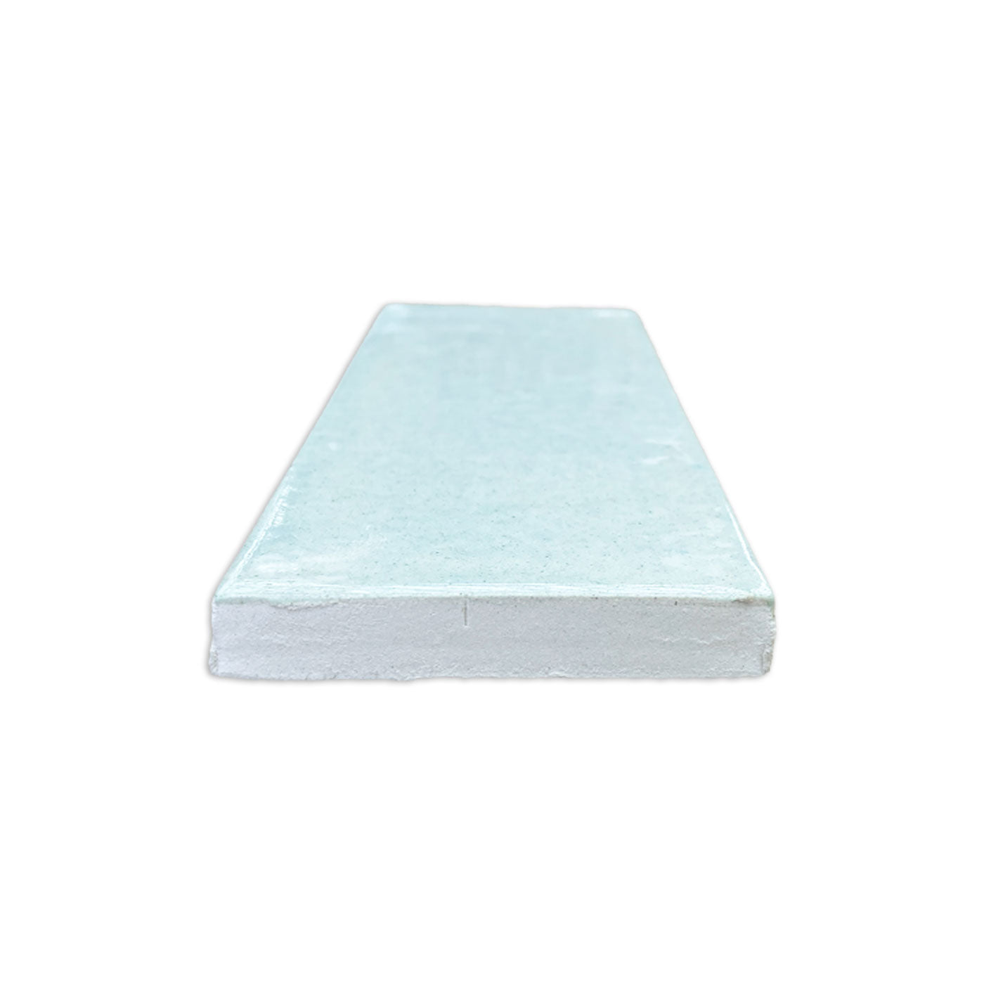 Light blue rectangular clay block with crackle texture, front view, Shop Shape Clay product