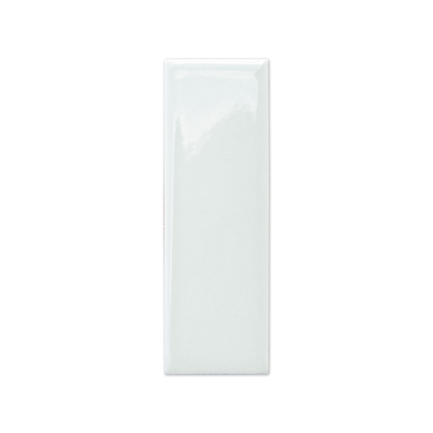 Spearmint sample tile by Clay Imports with a glossy finish and subtly beveled edges, vertically oriented.