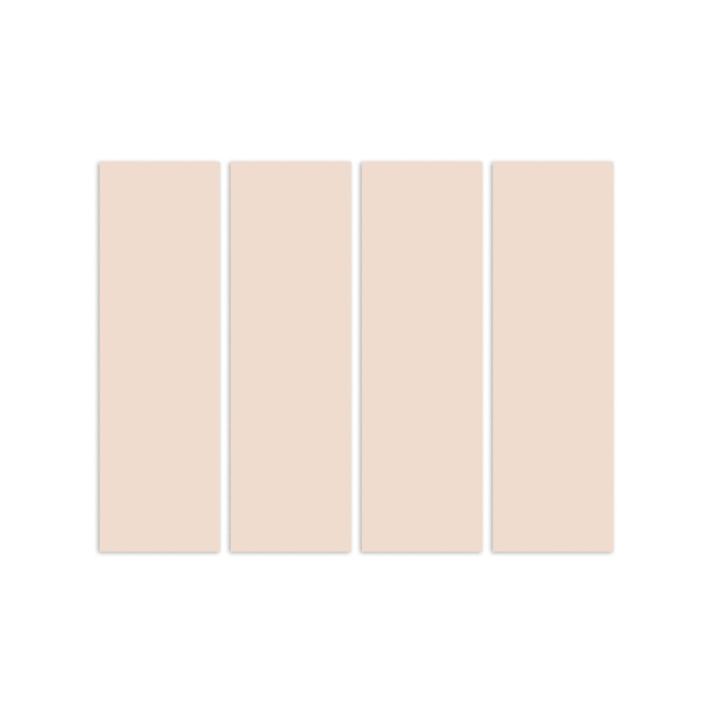 Four light rose rectangular subway tile samples by Clay Imports, arranged horizontally.