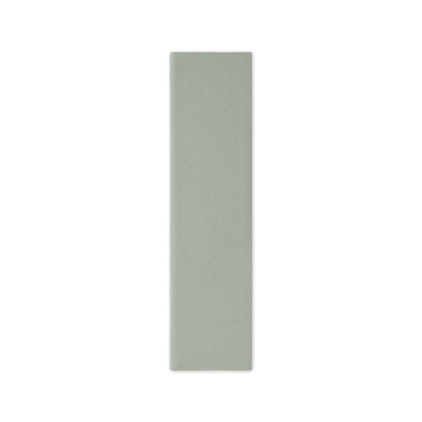 Agave 2x8 subway tile sample by Clay Imports, vertical, light green with a subtle matte texture.