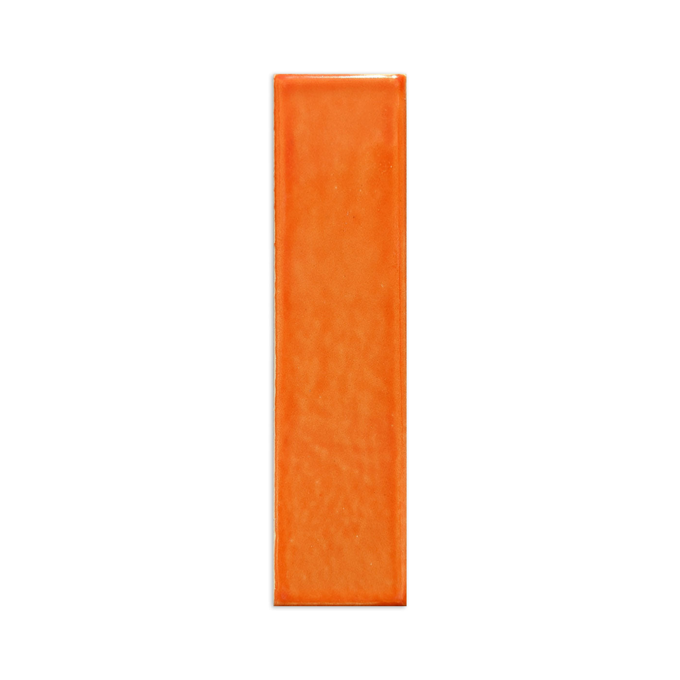 Orange 2x8 clay tile by Clay Imports with a glossy finish and slight texture.