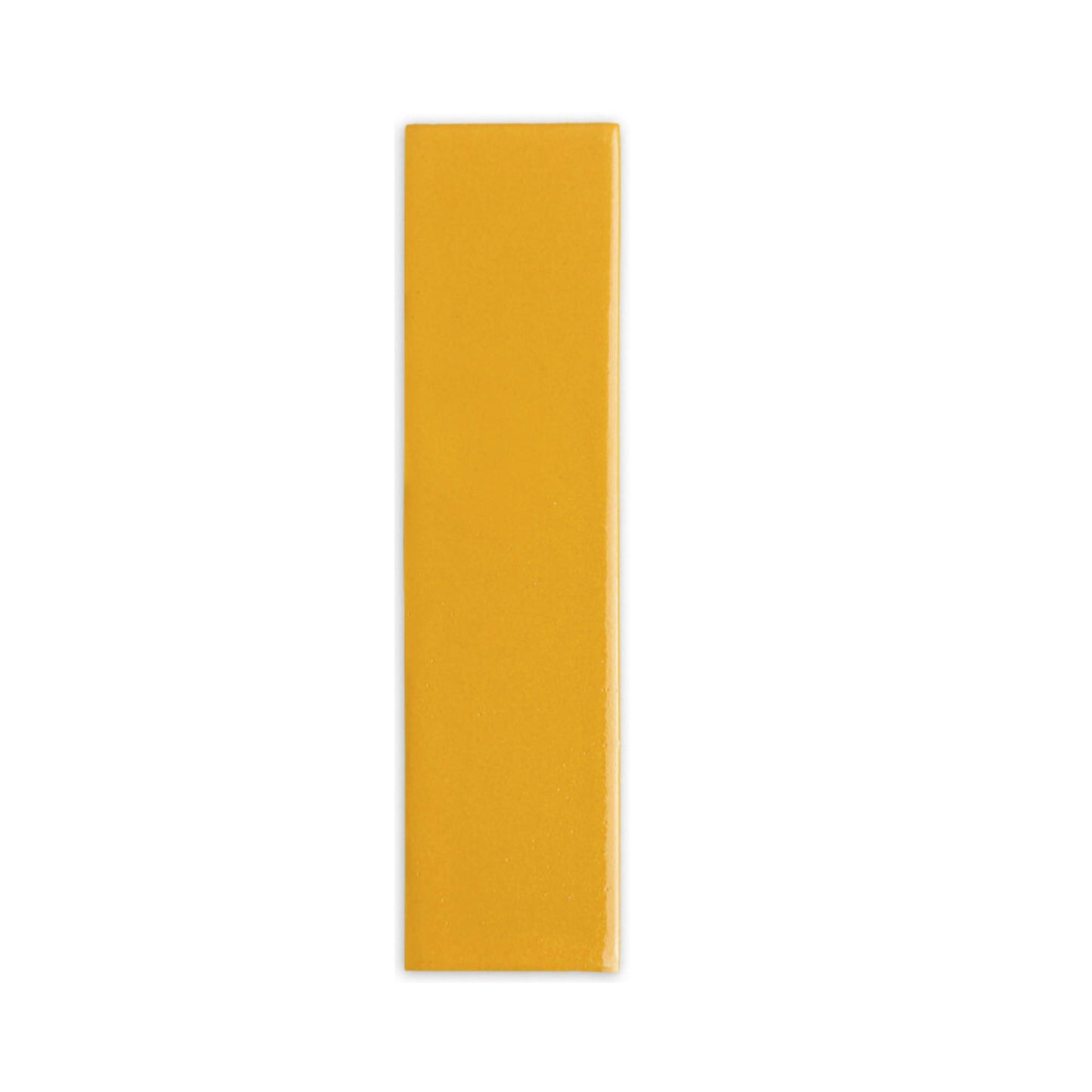 Mustard yellow 2x8 clay tile by Clay Imports with a glossy finish and subtle texture.