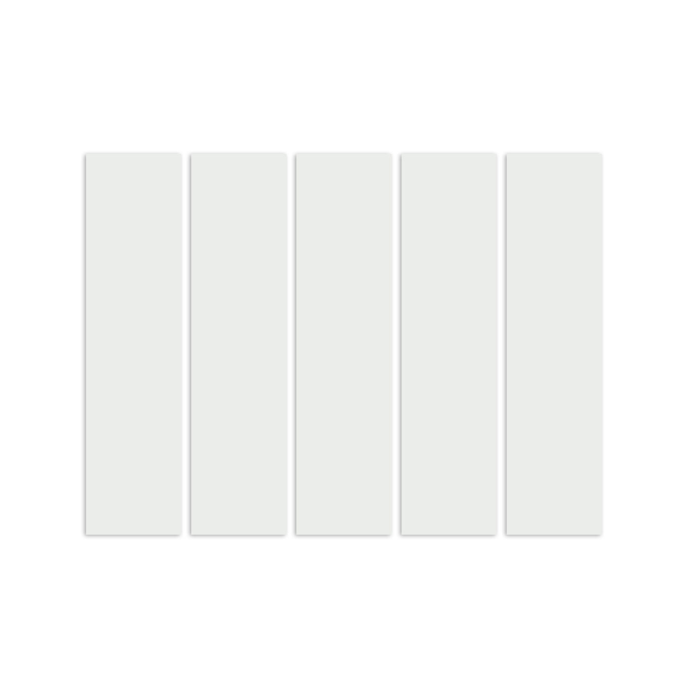 Fog-colored rectangular clay tiles by Clay Imports, five pieces arranged vertically with subtle shadows.