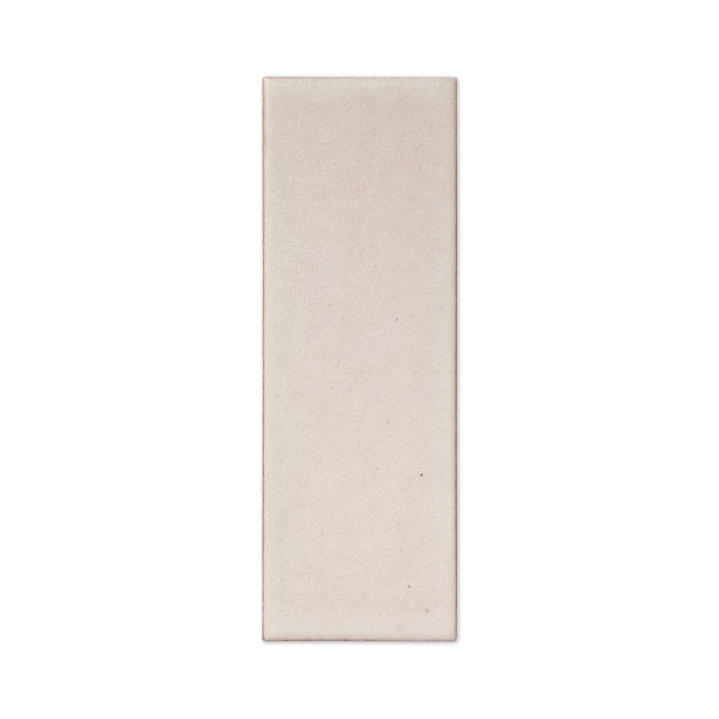 Pearl Snap 2.75x8 sample tile by Clay Imports, light beige with a subtle texture and slightly darkened edges.