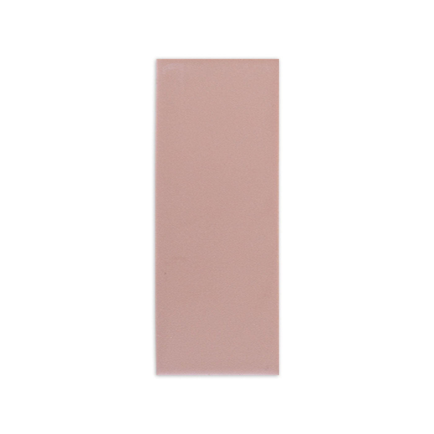 Rosewater matte 2x5 sample by Clay Imports, a rectangular pink tile with subtle surface texture.