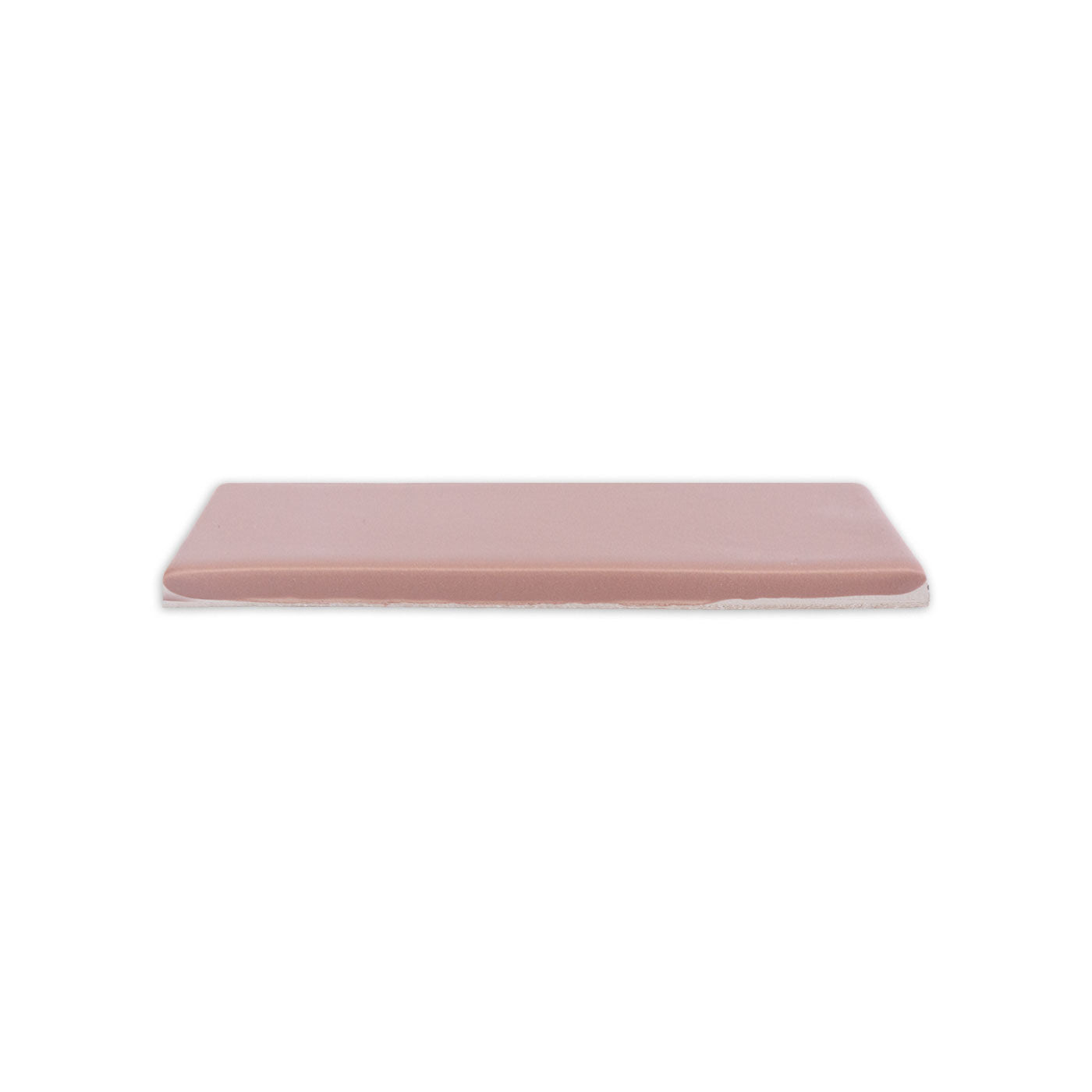 Rosewater Matte 2x5 solid tile by Clay Imports, rectangular with a visible light edge, viewed from the side.