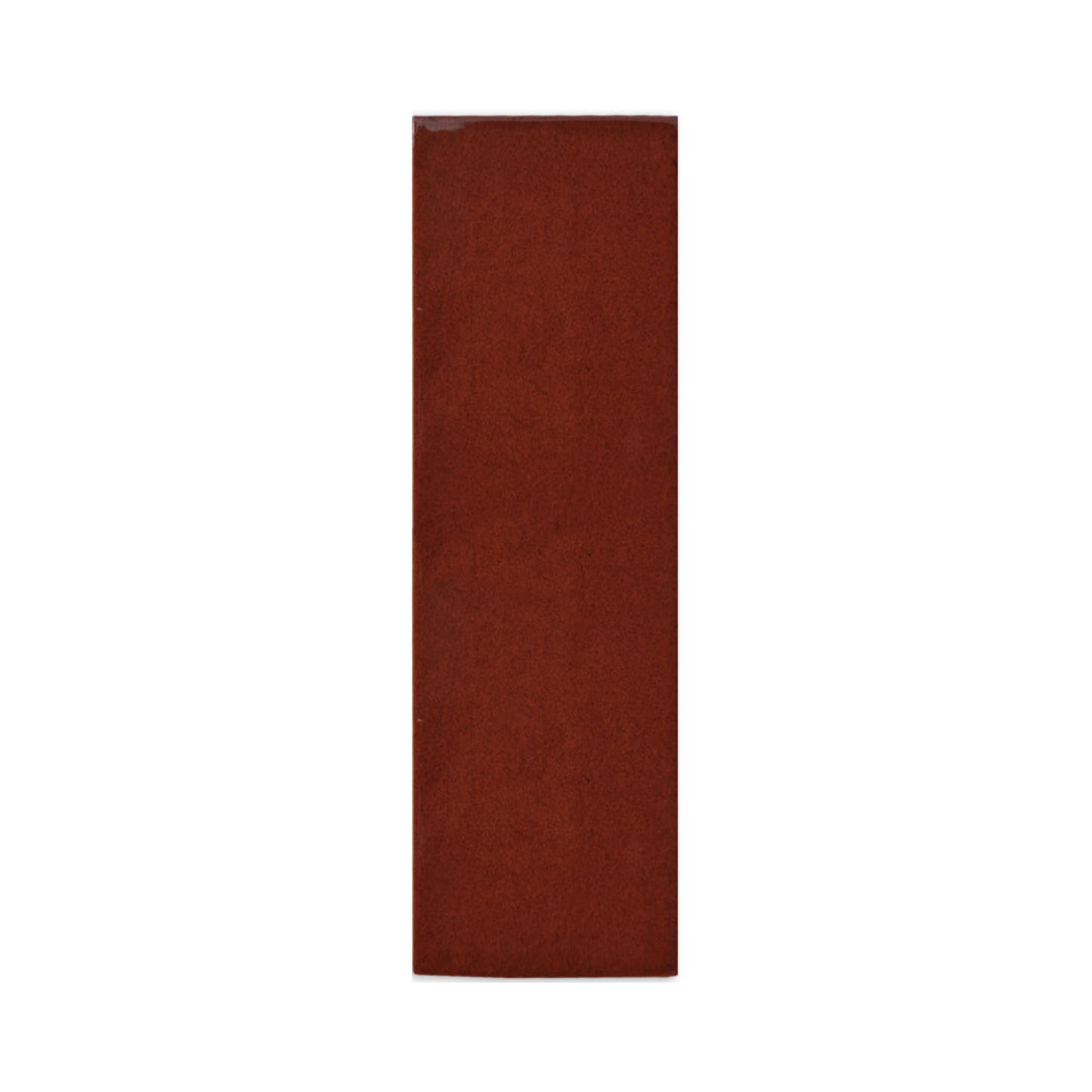 Rectangular reddish-brown tile sample by Clay Imports with a matte, earthy texture and a subtle glossy top edge.