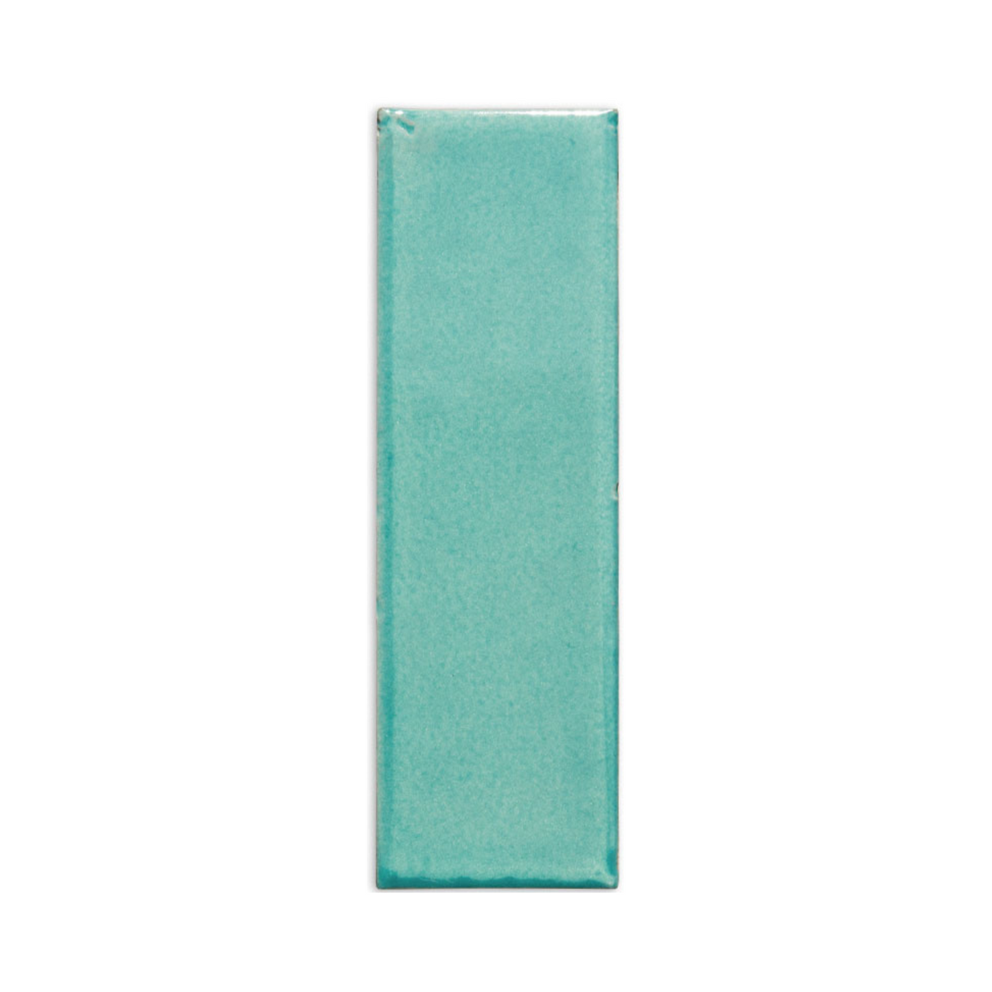 Turquoise rectangular sample tile by Clay Imports with a glossy, textured finish and uneven edges.