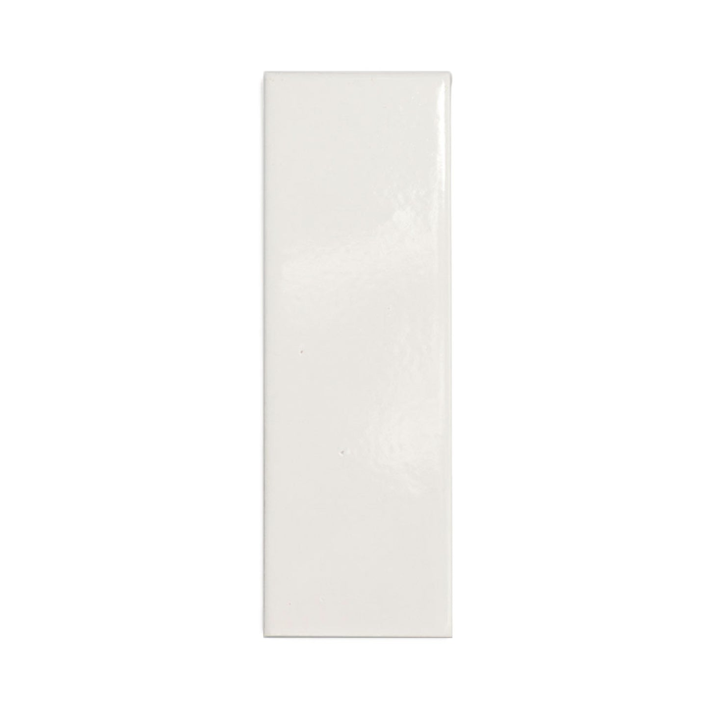 White 2x6 tile sample by Clay Imports, rectangular with a glossy finish.