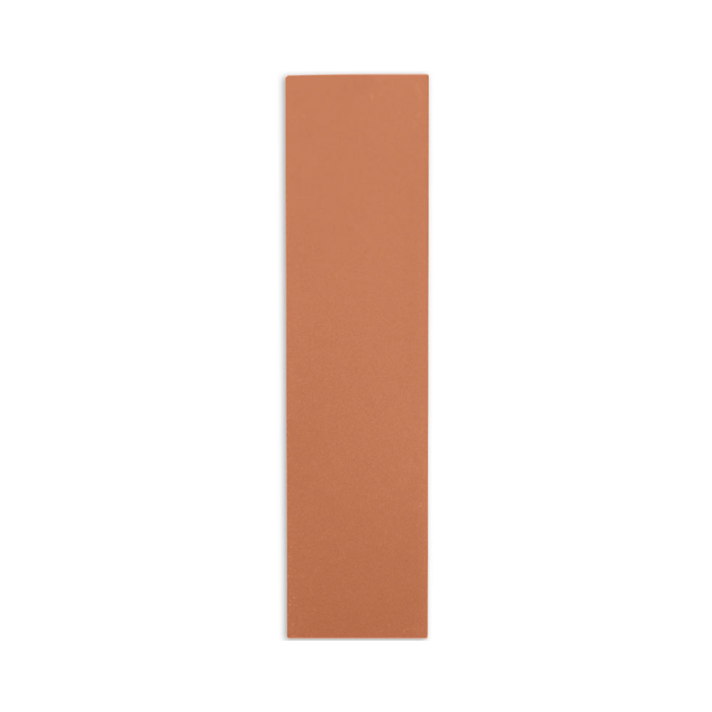 Terracotta-colored 2x8 tile sample by Clay Imports with a matte finish.