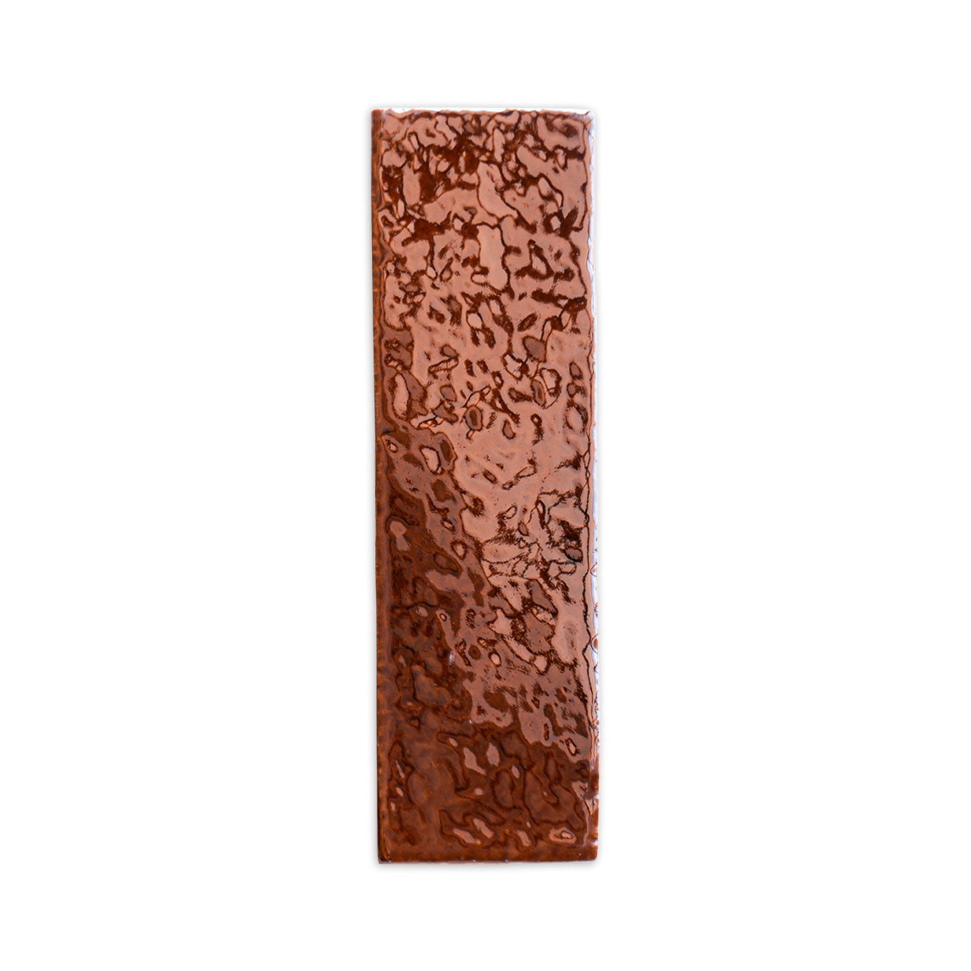 Root beer glazed thin brick by Clay Imports, featuring a wavy, highly textured surface.