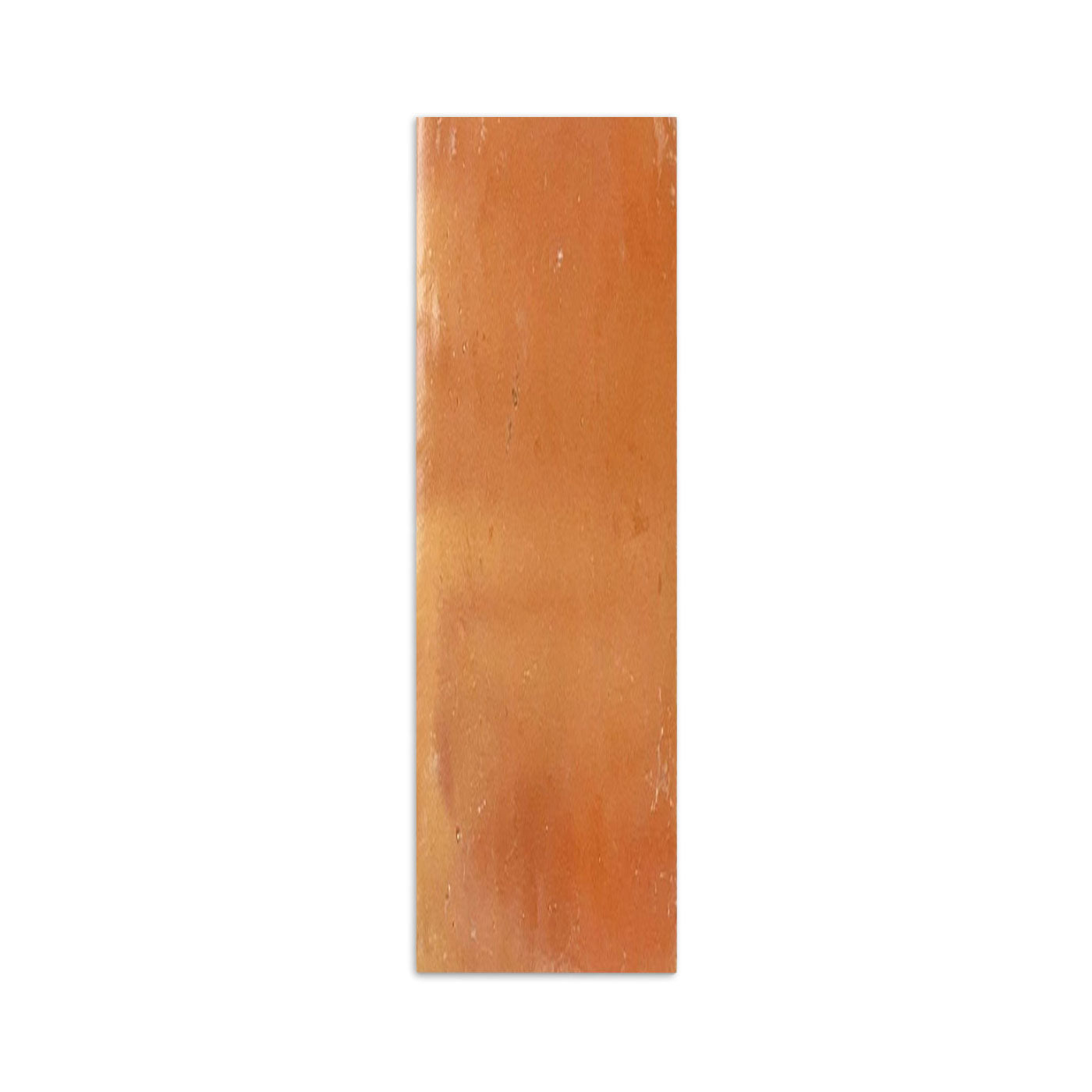 Reddish-orange smooth gloss thin brick sample by Clay Imports with subtle natural variations.