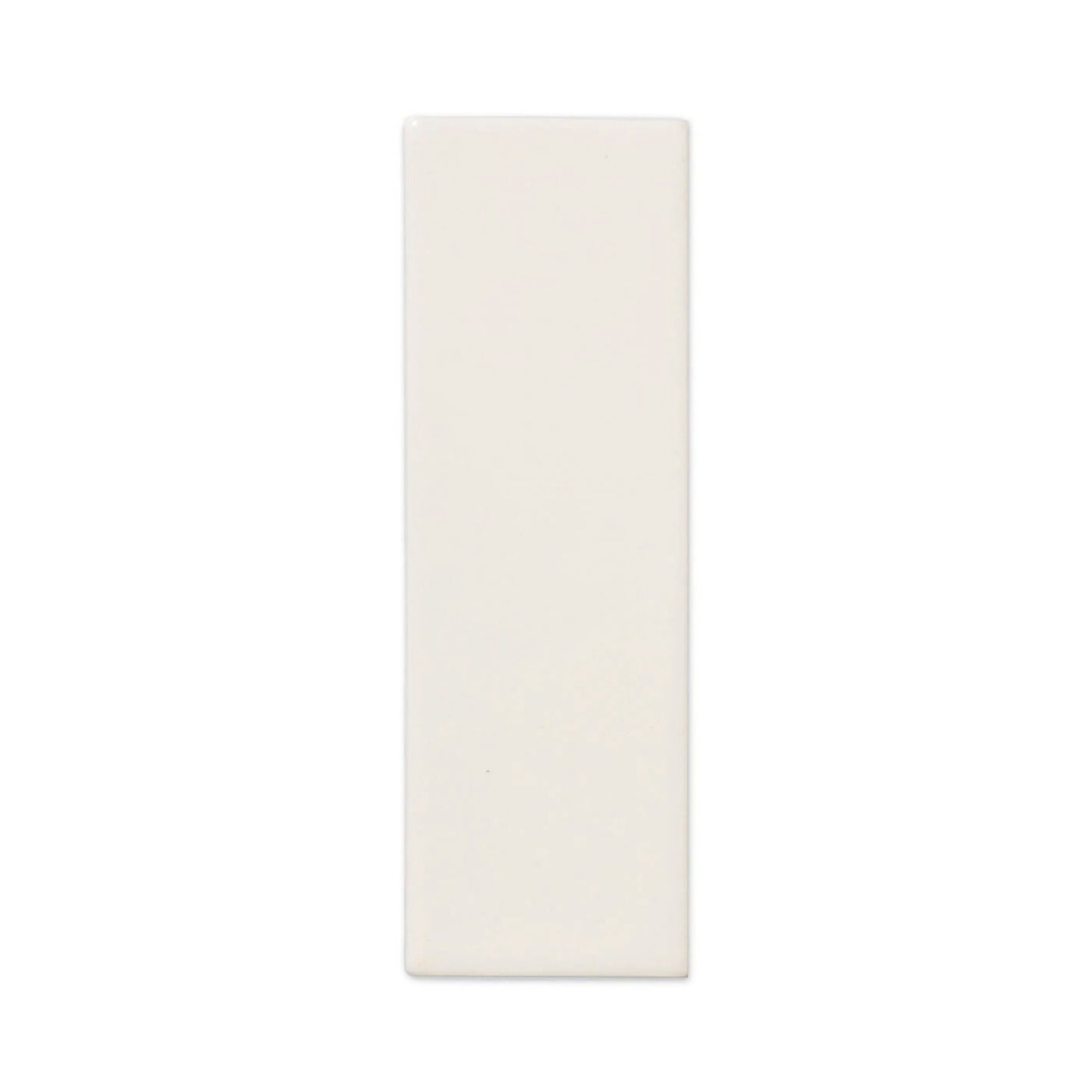 A cream-colored rectangular sample tile by Clay Imports with a glossy finish, vertically oriented.