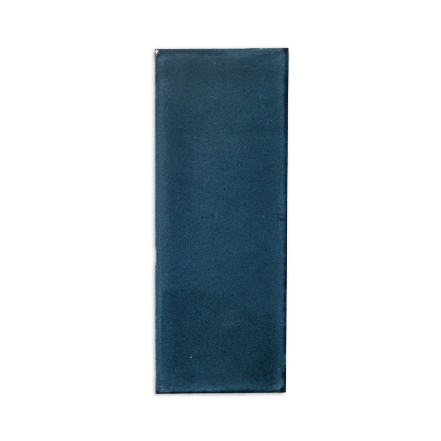 2.75x8 rectangular dark blue sample tile by Clay Imports with a glossy, slightly textured finish.
