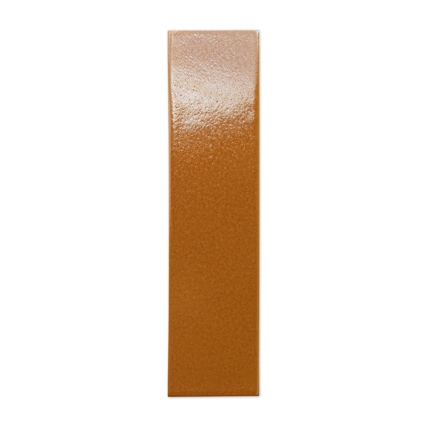 Cajeta brown rectangular tile sample by Clay Imports with a transitioning glossy to matte textured finish.