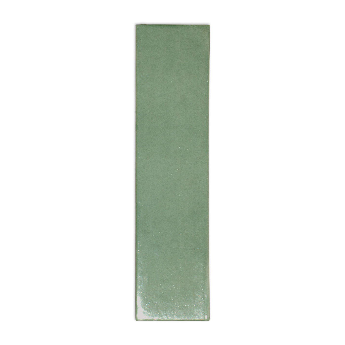 Meadow green elongated sample tile by Clay Imports with a subtle speckled, glossy texture.