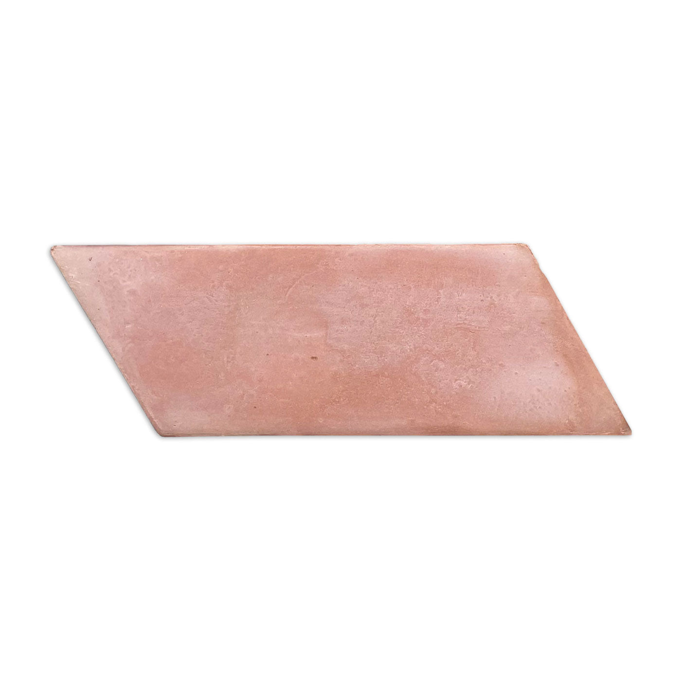 Terracotta parallelogram tile by Clay Imports with a smooth matte reddish-pink finish.