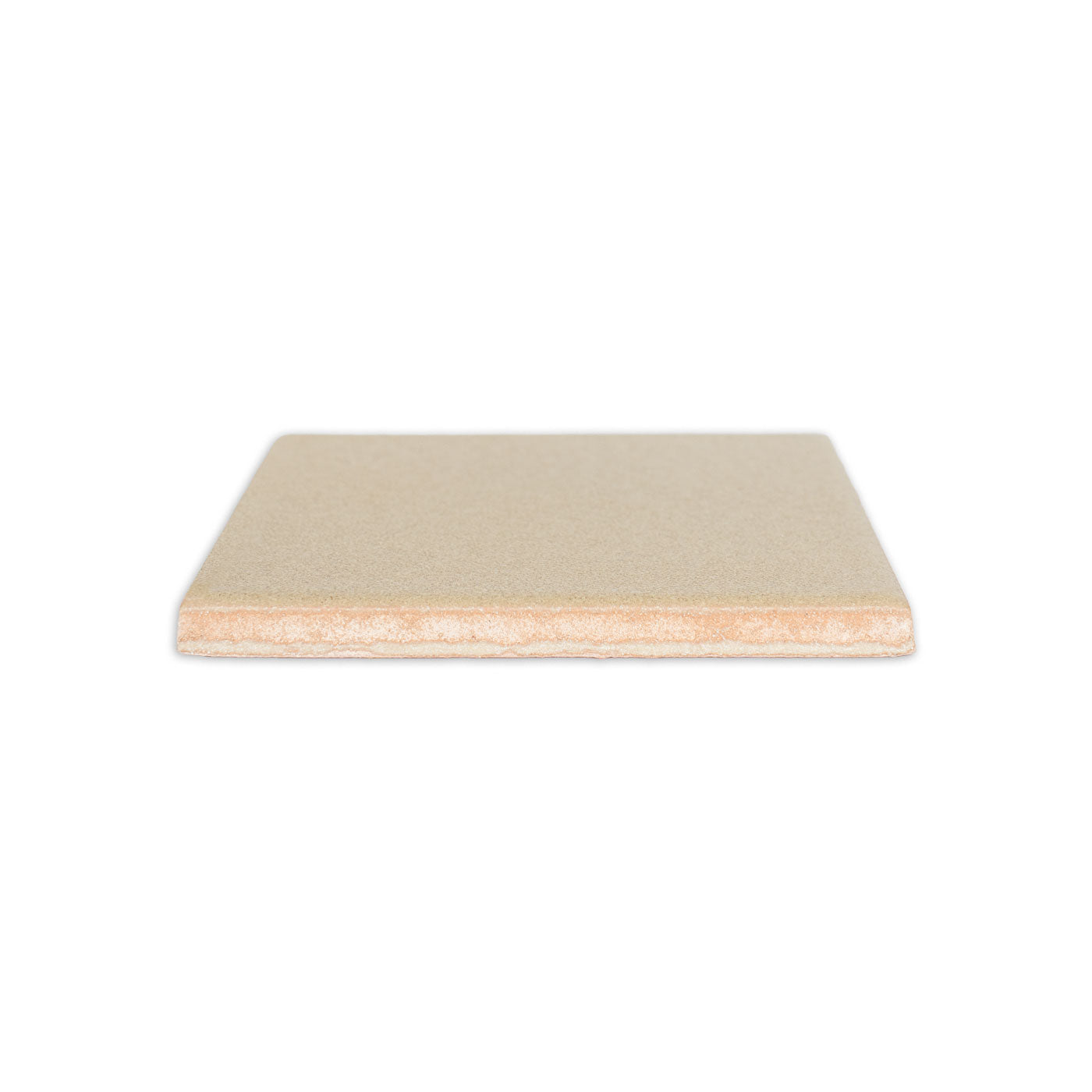 Beige clay Fence Post by Clay Imports, shown from the side with a reddish-orange, porous texture.