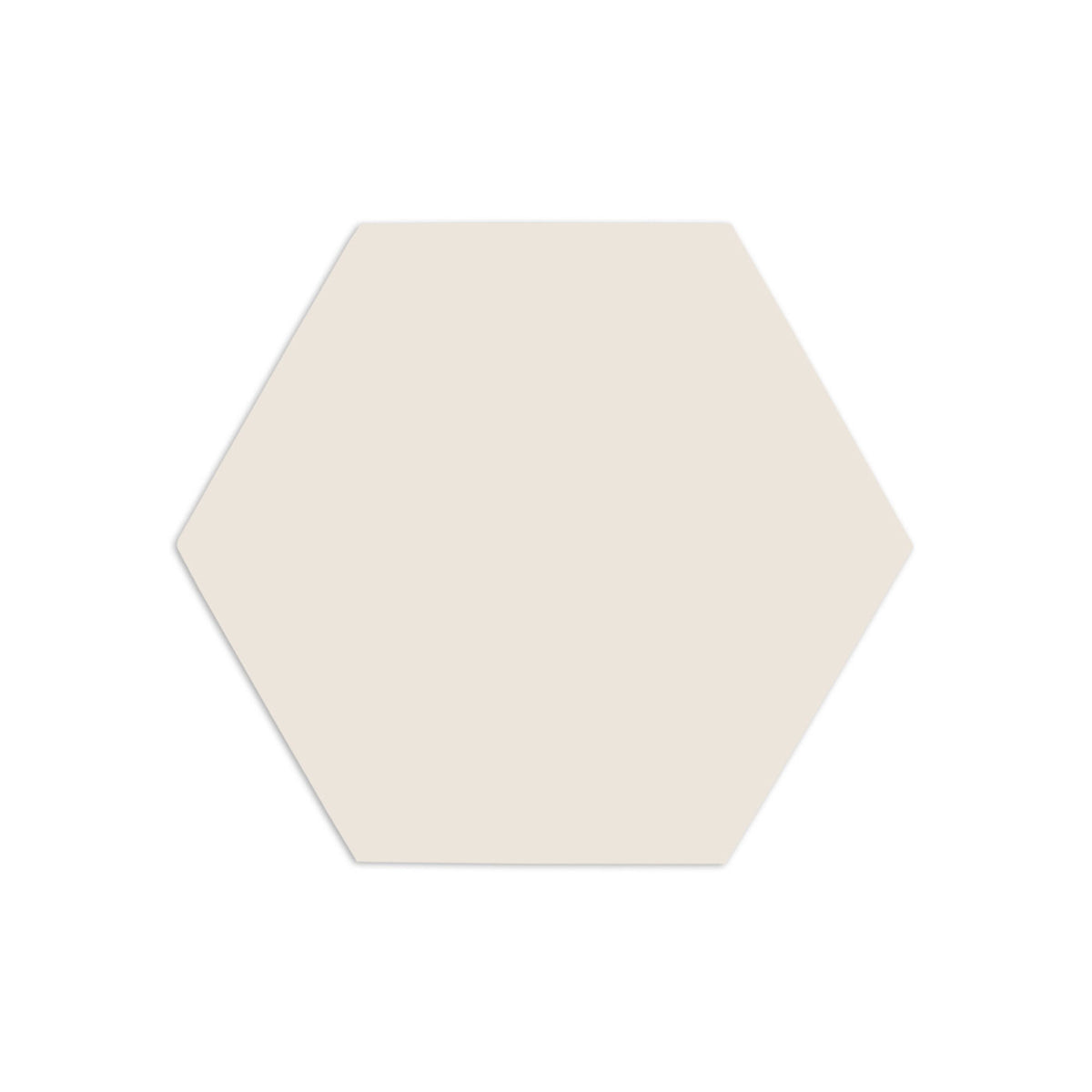 A single matte cream-colored hexagon tile rests flat against a clean white background.