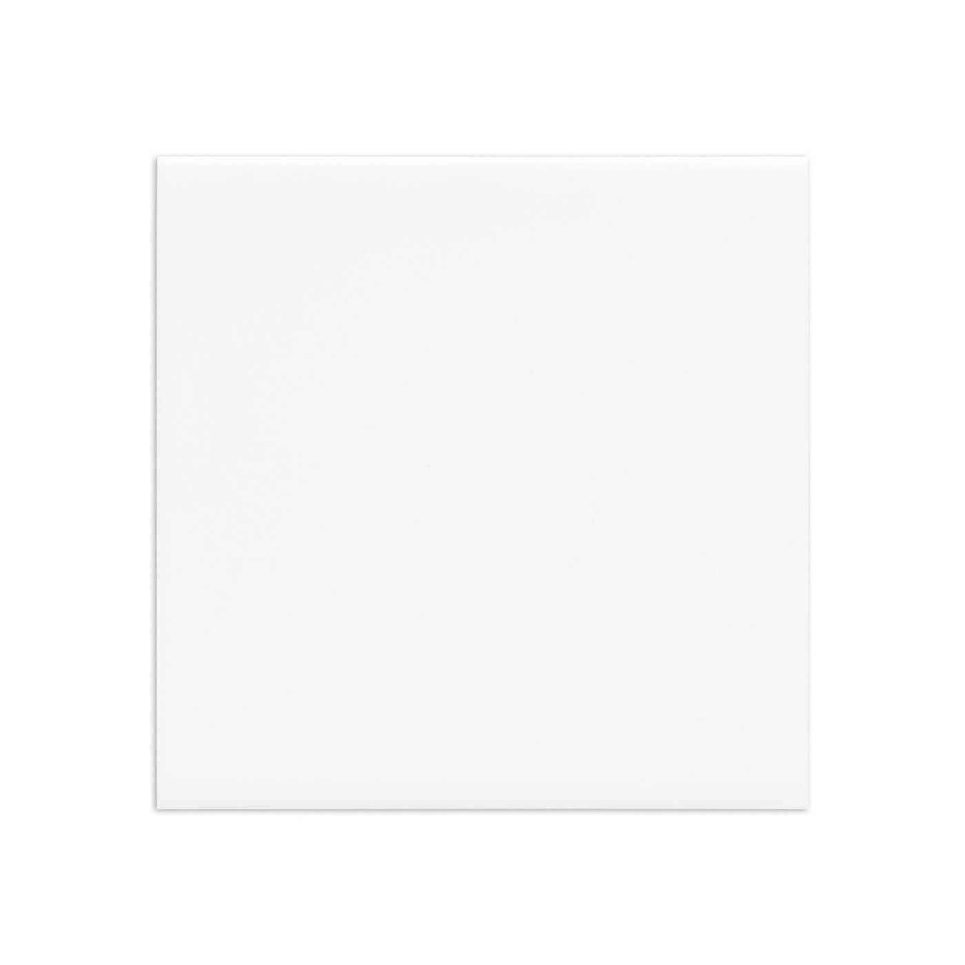 A white 4x4 matte solid tile by Clay Imports, showing subtle shadows on its edges.