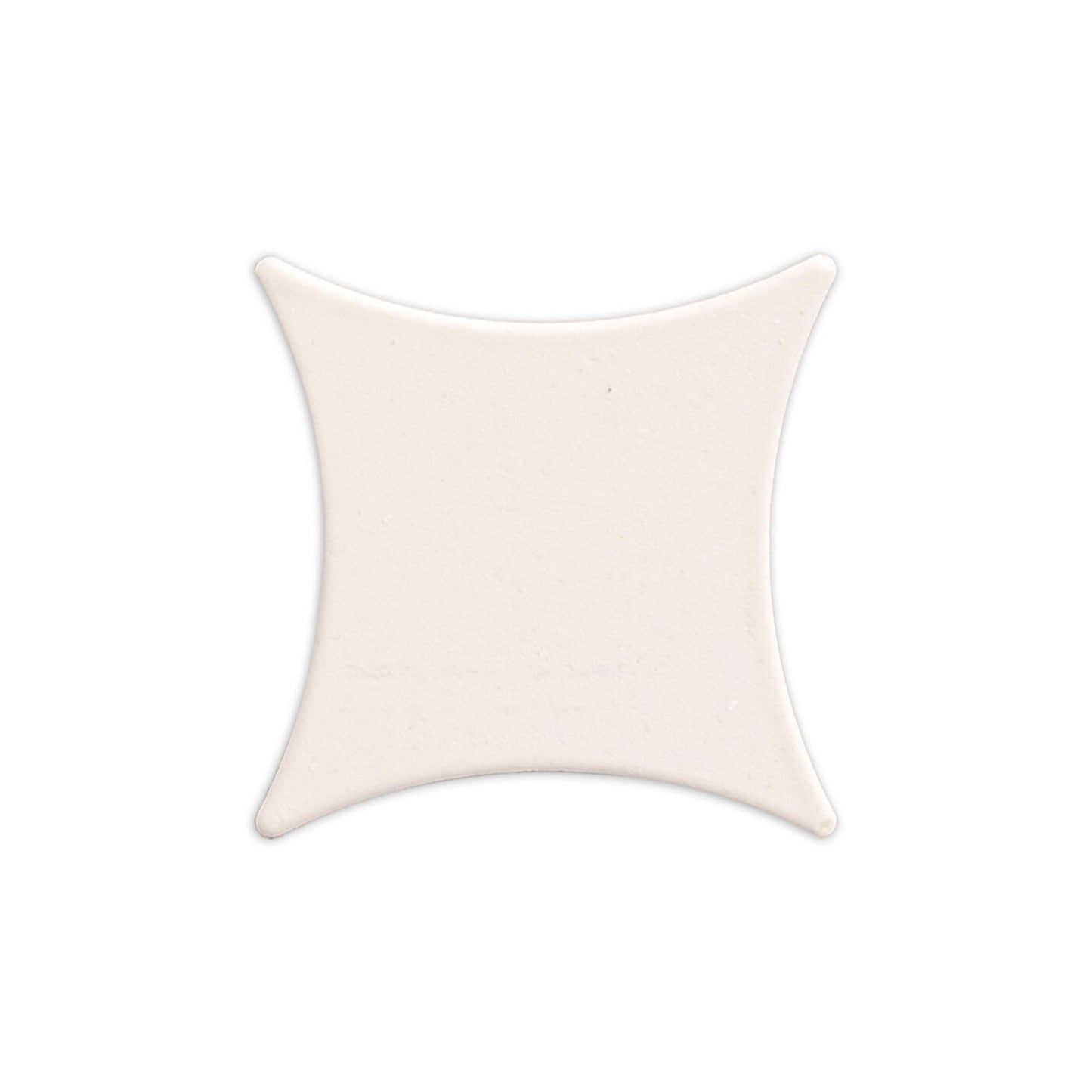Light cream solid tile by Clay Imports, featuring a unique square shape with concave sides and a subtle matte texture.