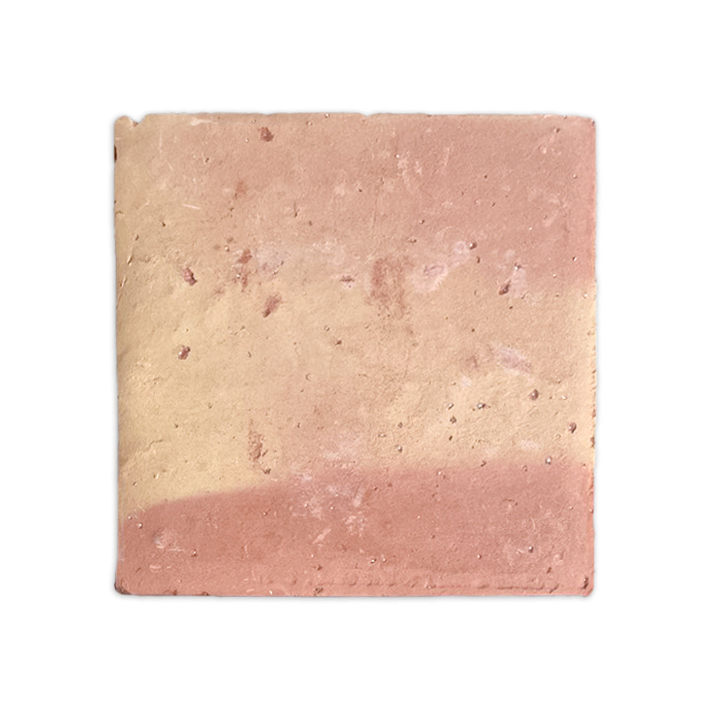 Smooth matte terracotta sample by Clay Imports, a square tile with a light beige to terracotta red gradient and natural texture.
