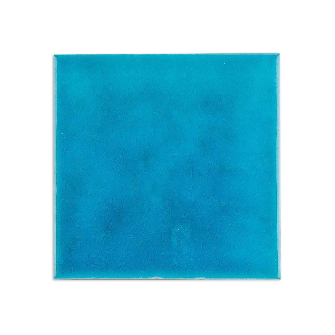Turquoise crackle sample tile by Clay Imports, square with a distinct crackle pattern.