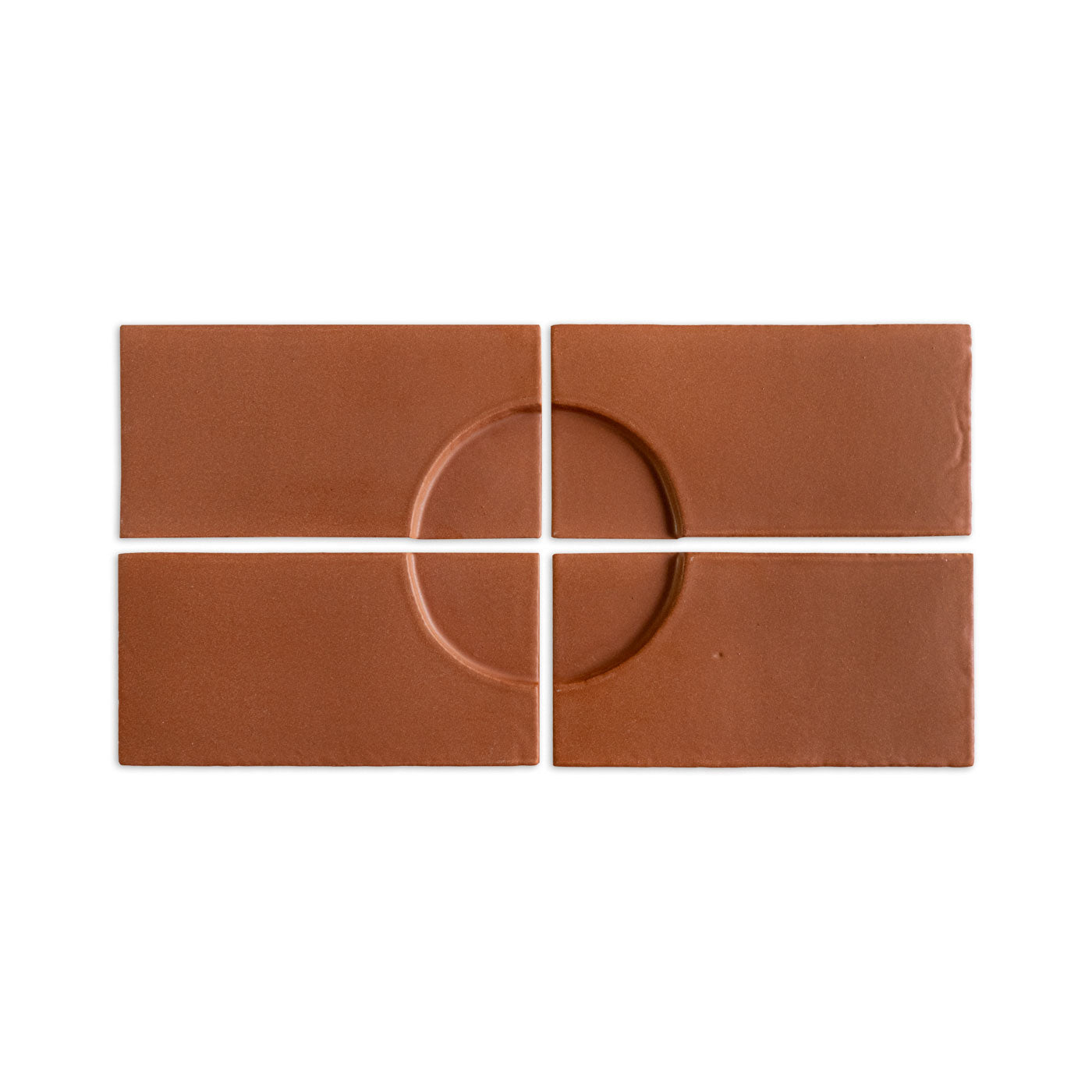 Four mamey (reddish-brown) rectangular clay tiles by Clay Imports, forming a raised central circular pattern.