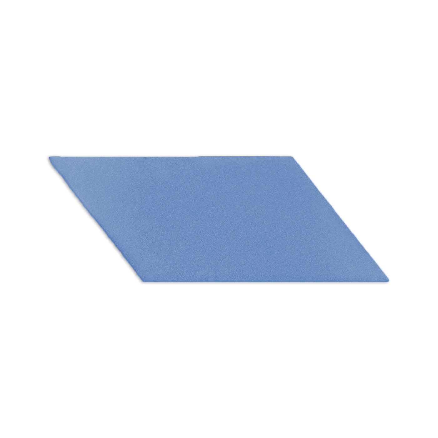 Denim blue parallelogram clay tile by Clay Imports with a textured matte finish, casting a soft shadow.