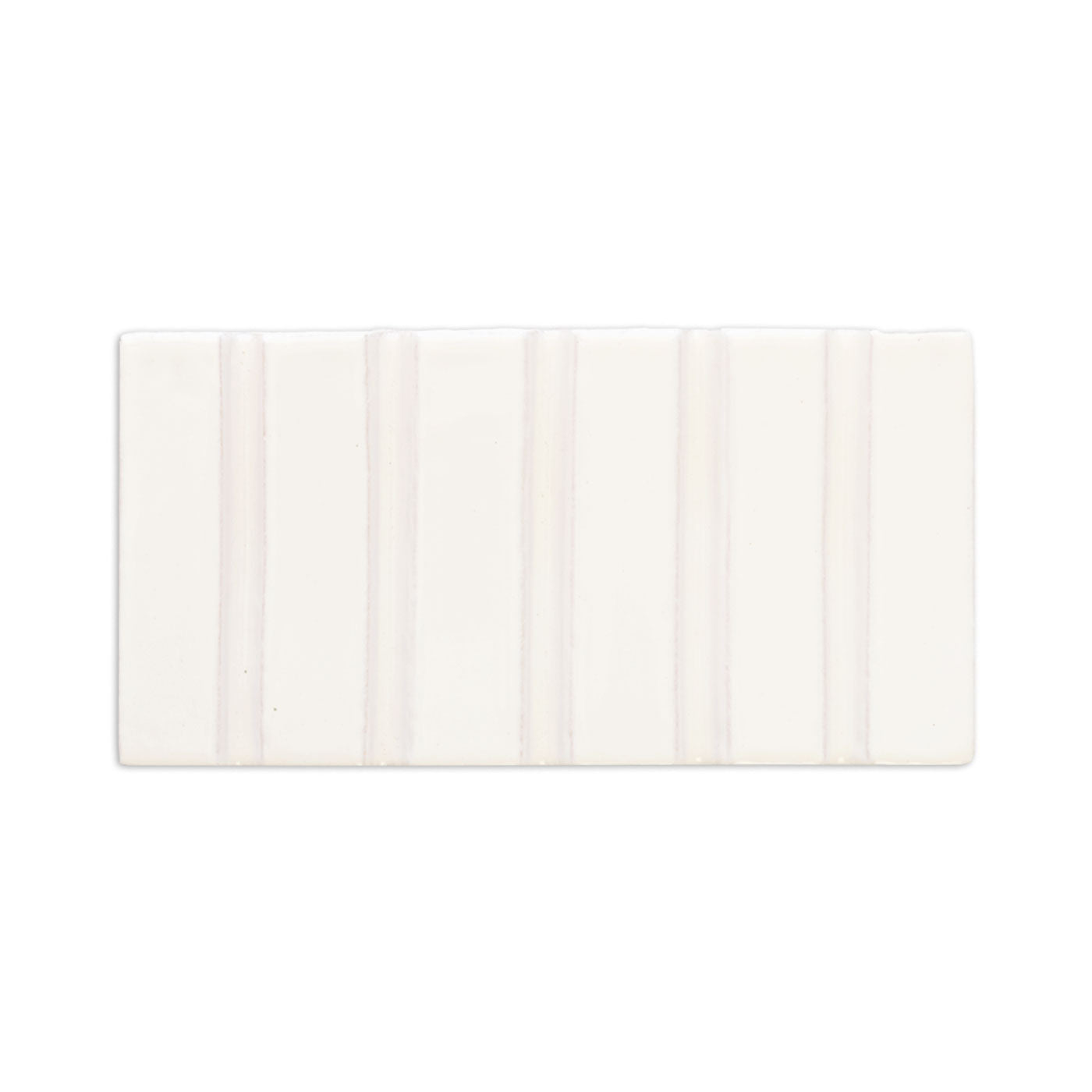 White rectangular clay tile by Clay Imports with a vertical ribbed pattern and textured surface.