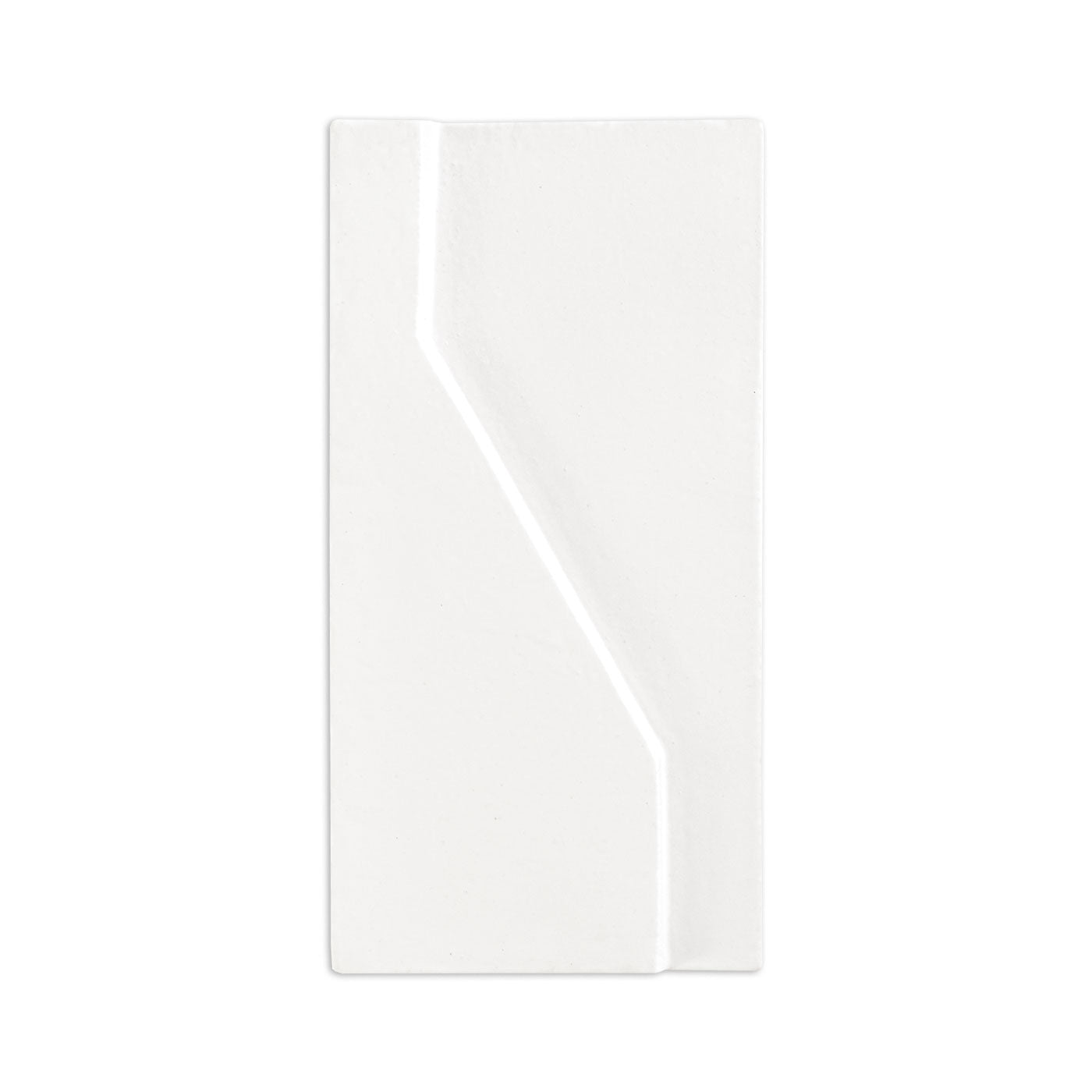Chalk-white Templo tile by Clay Imports with a pronounced diagonal ridge.