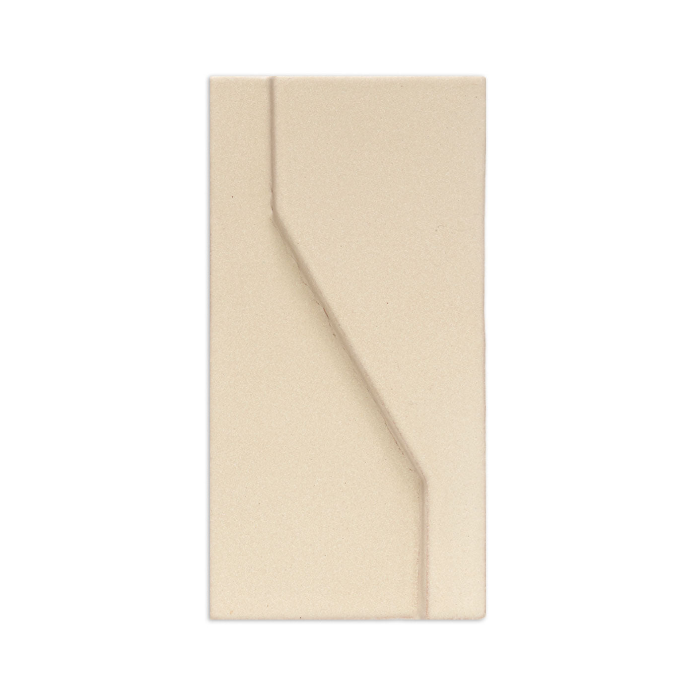 Light beige Templo Twig clay tile by Clay Imports with a distinct recessed angular line.